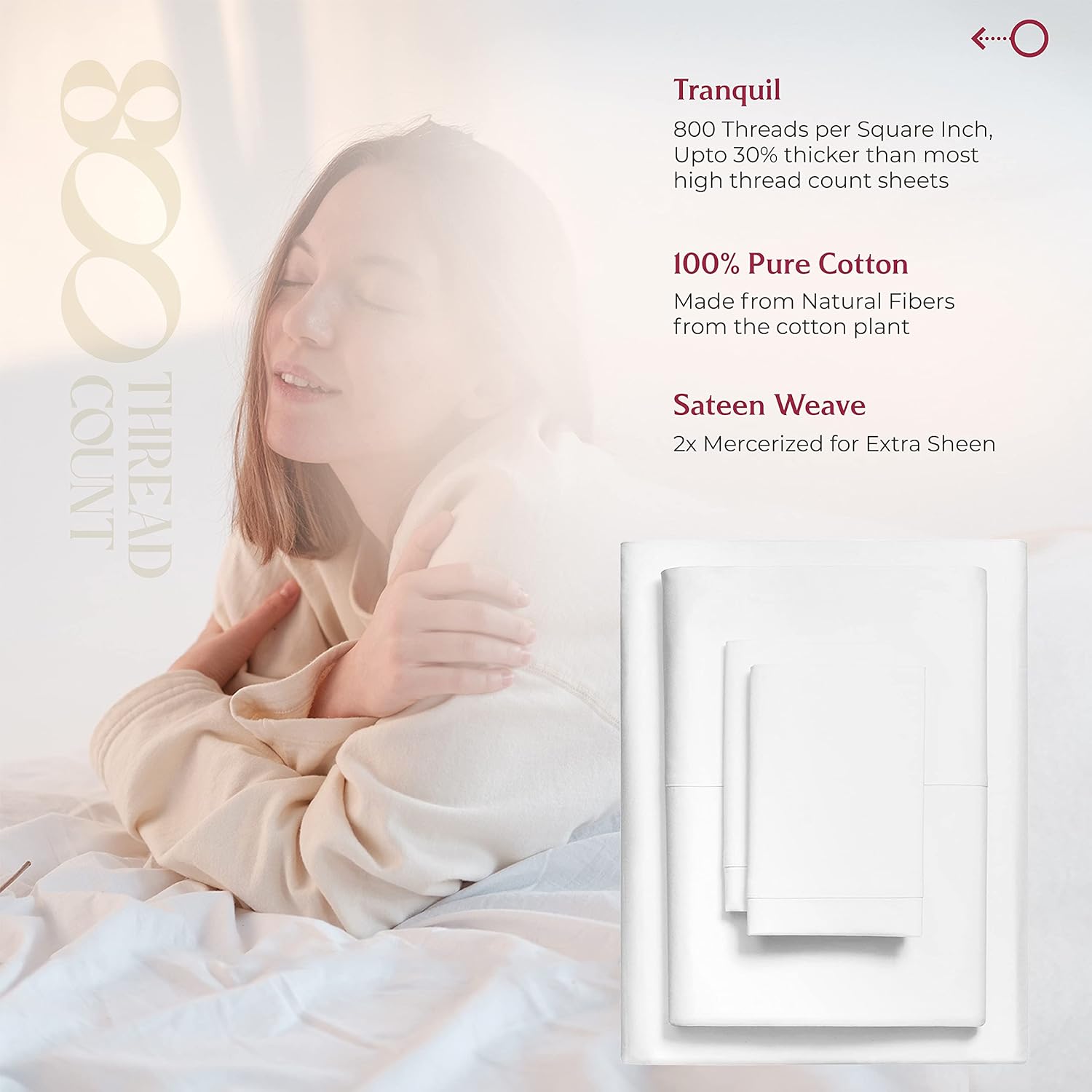Mayfair Linen 100% Egyptian Cotton Sheets Queen Size - High Thread Count Egyptian Cotton Queen Sheet Set (4 PC, Bright White), 16" Deep Pocket Bed Set, Silky Soft, Cooling, Sateen Weave Bedding