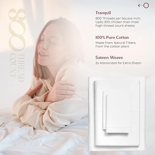 Miniatura 3 de Mayfair Linen Juego de sábanas 100% de algodón egipcio, juego de 2 sábanas de 800 hilos tamaño King, con bolsillos profundos, suaves y sedosas, de