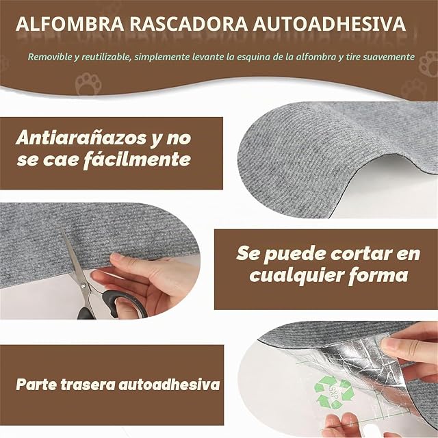 Foto 3 de 7 de CDPTD Tapete Autoadhesivo para Rascar Gatos,Alfombrilla Autoadhesiva Recortable