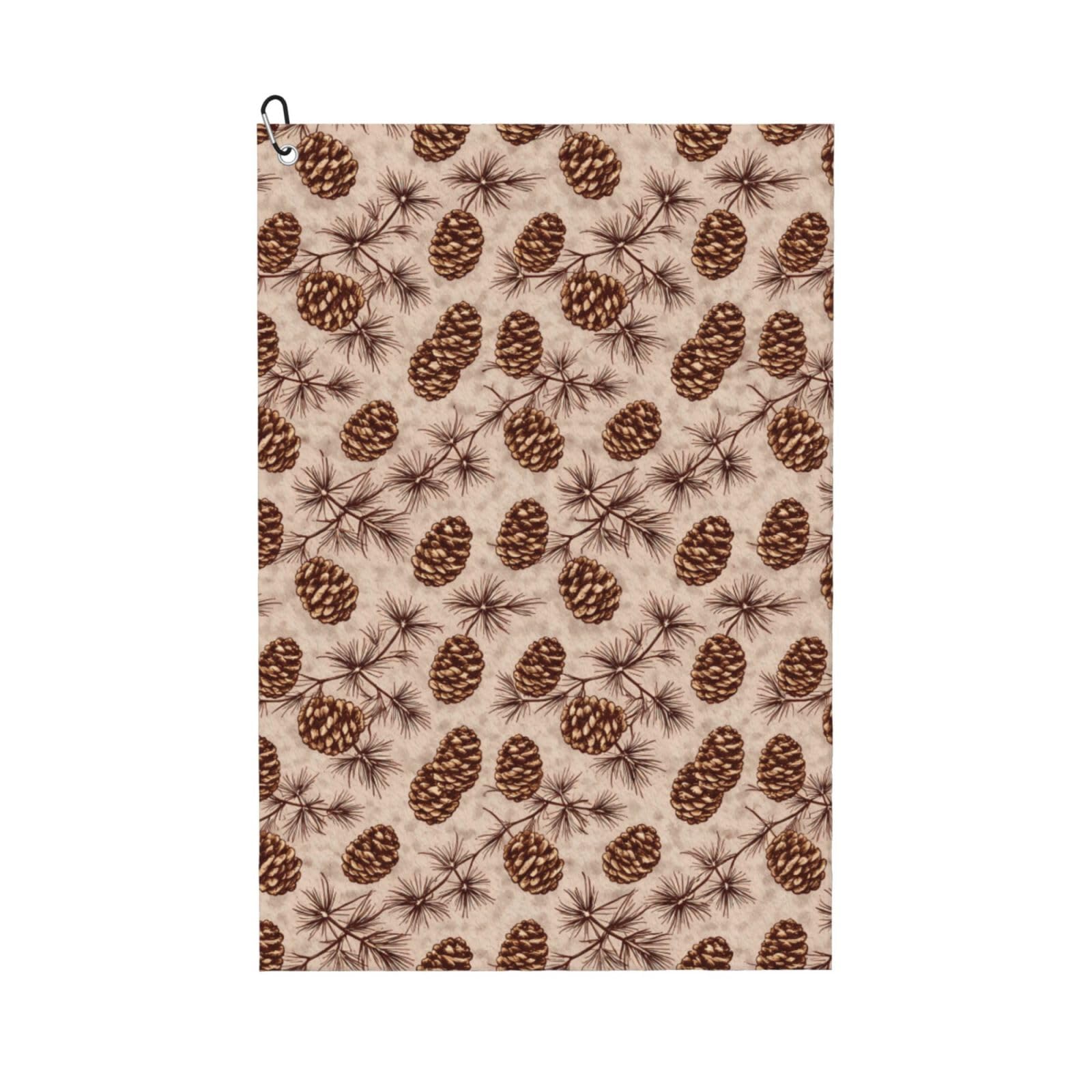 Oudrspo Vintage & Cozy Pine Cones Print Multi-Functional Golf Towel | Absorbent Quick Drying 16x24in