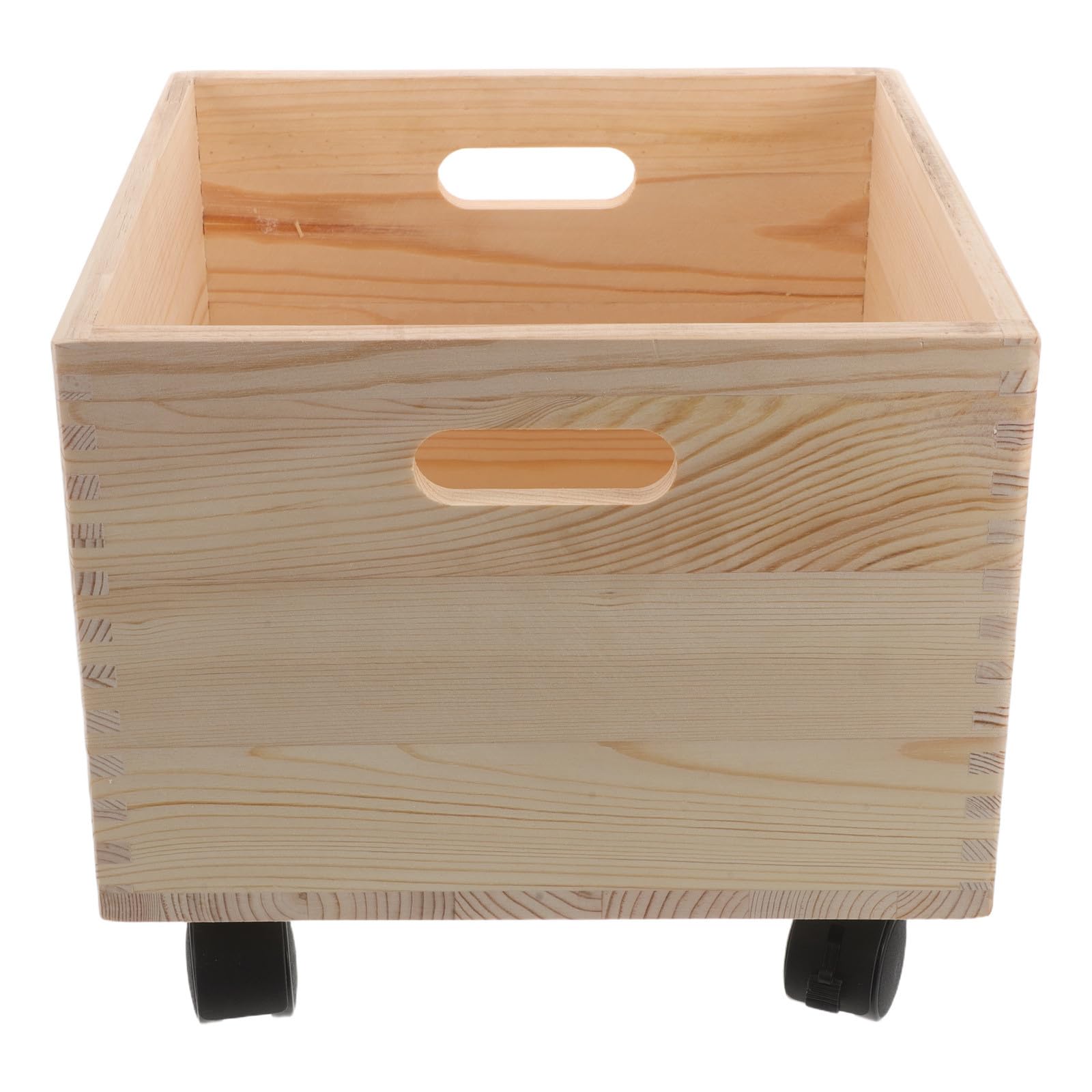 Contenitore per Riviste in Legno Massello Quadrato con Ruote 15x15x15