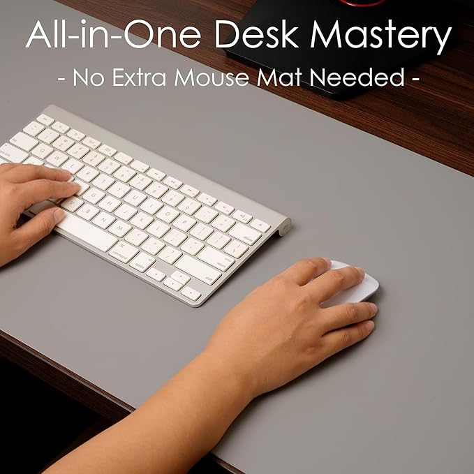 WAYBER Protector de Escritorio Cuero Sintético 80x40cm Gris Plata miniatura 4