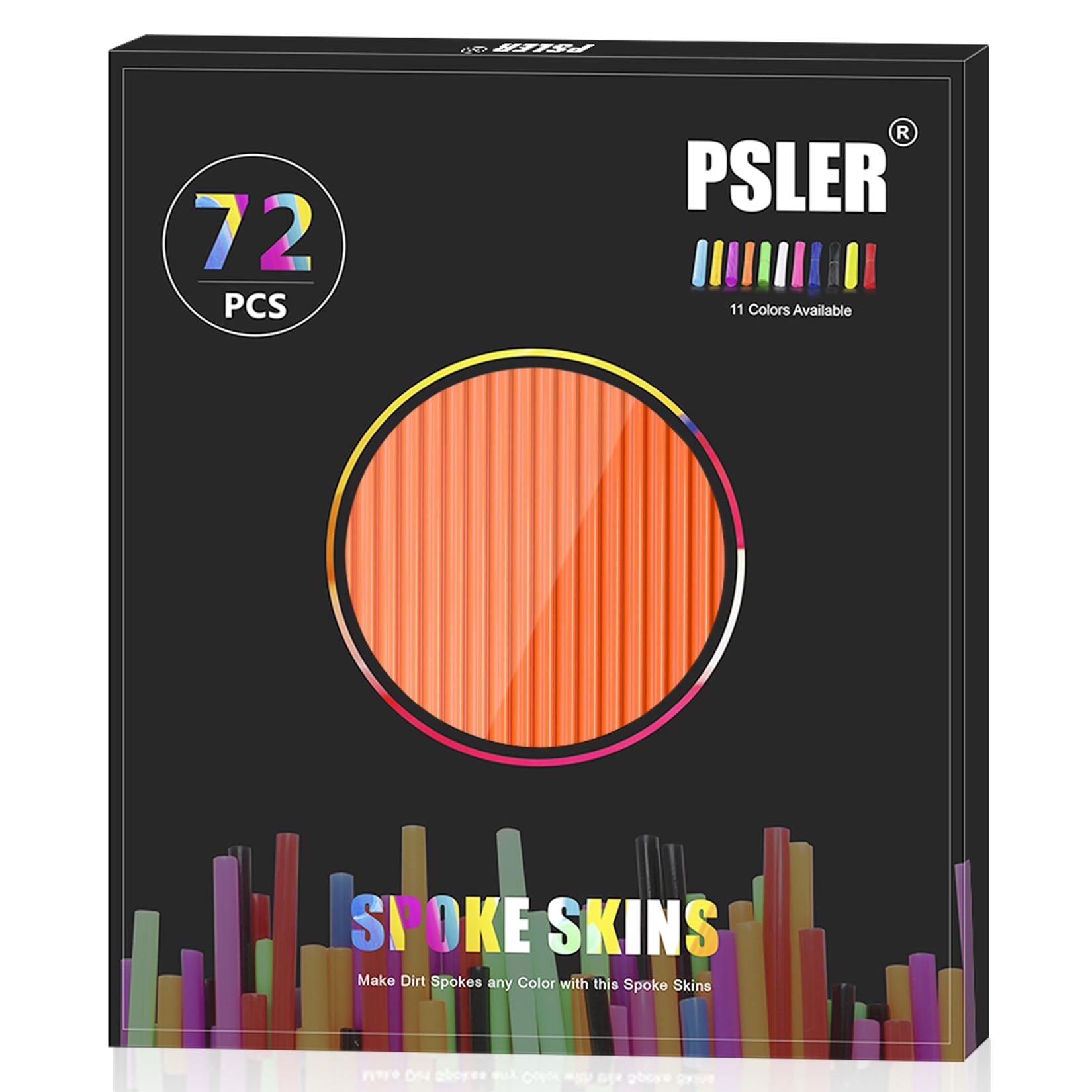Spoke Covers Spoke Skins,PSLER 72pcs Wheel Rim Trim Wrap Reusable Protector Covers for Wheelchair Mountain Motorbike - Orange Spoke Covers — view 2