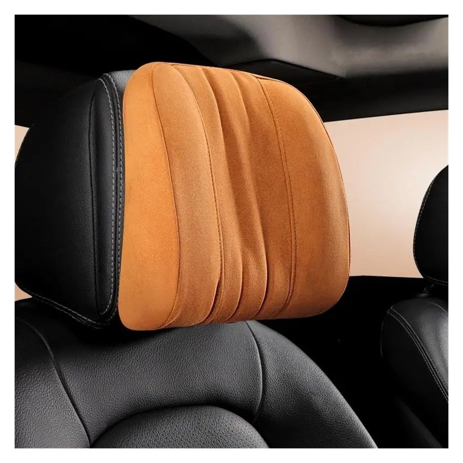 WINVOX Interior Accessories Memory Foam Headrest Lumbar Support With Suede Fabric For Cervical/lumbar S-level Support Seat Covers(Orange headrest)