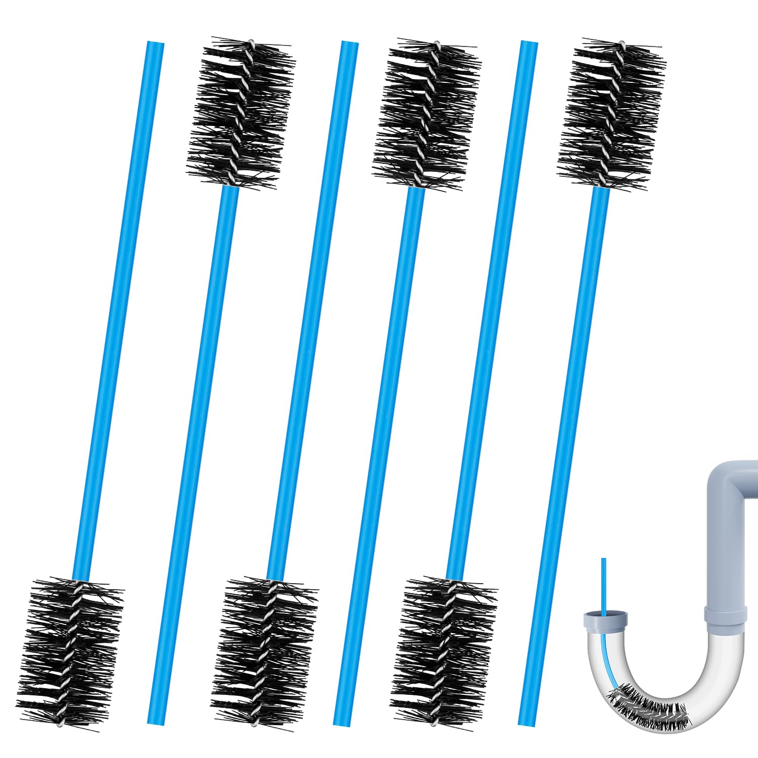 Brosse vidange flexible siphon condensat en nylon et PVC - Lot de 6