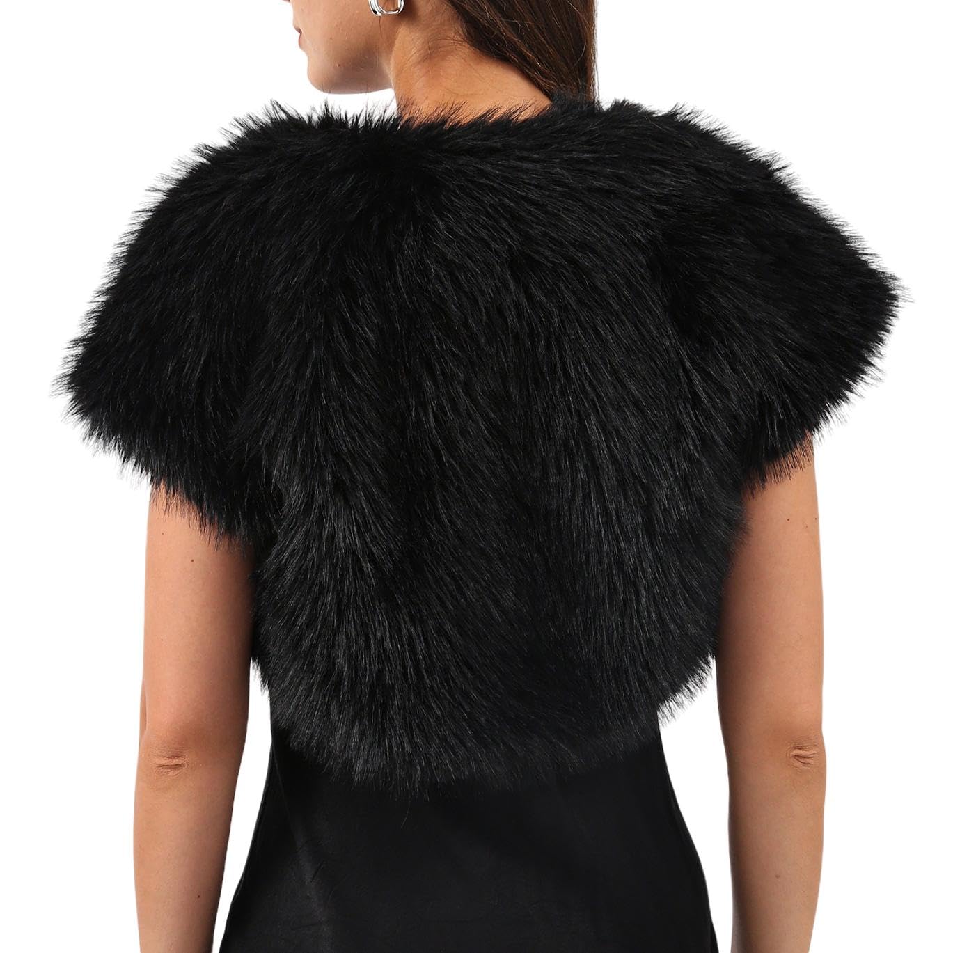 Amazhiyu Fell Brautjacke Kurz Braut Jacke Kunstpelz Bolero Kurzarm Damen