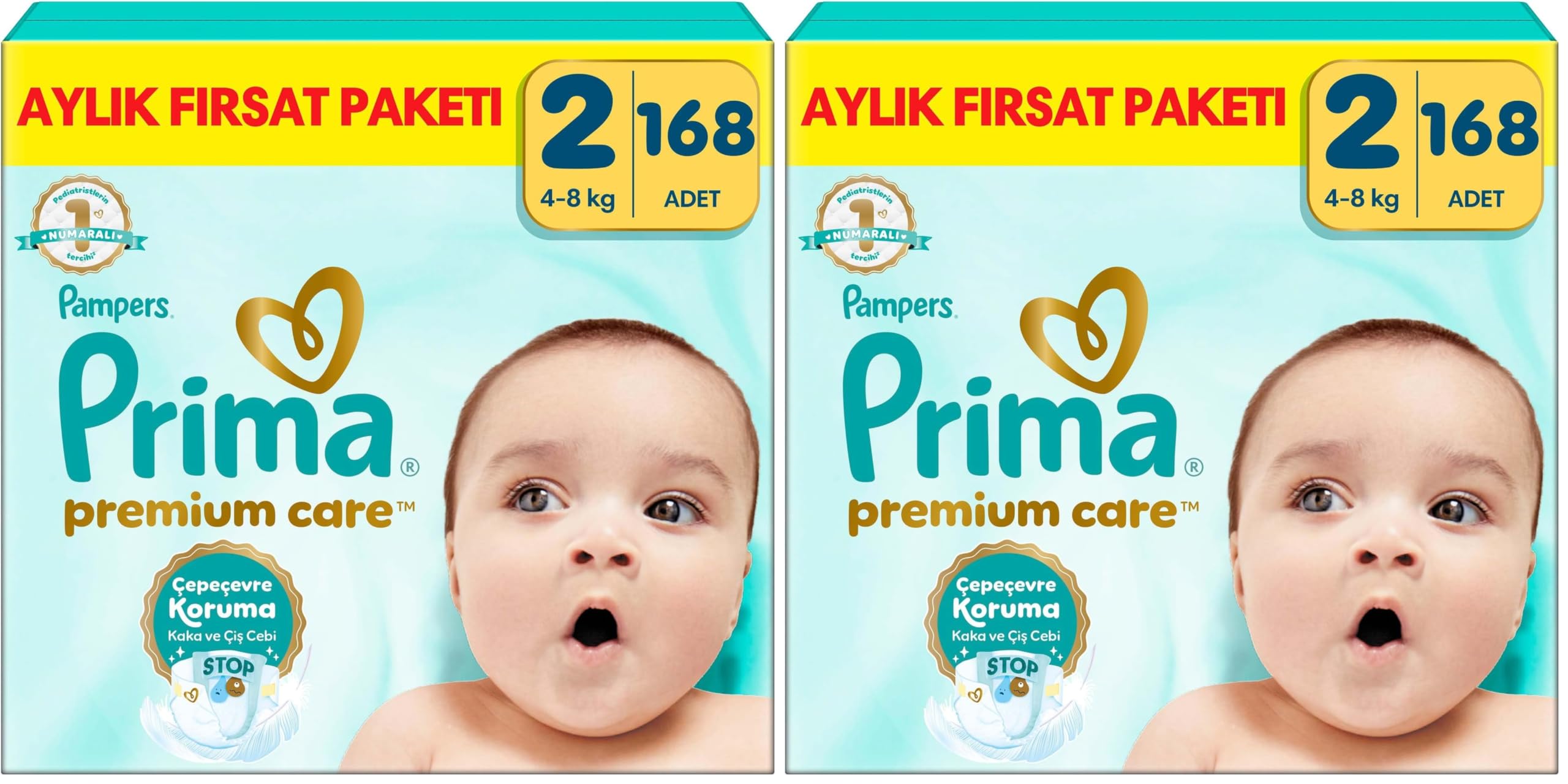 Prima Bebek Bezi Premium Care 2 Numara 168 Adet Aylık Fırsat Paketi (2 paketi)