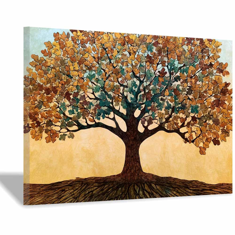 HOQIU Wall Pictures Whites Blooms Tree Decor tree poster, landscape wall art, for Living Room Bedroom Bathroom.(Multicolor)-30x40cm Framed