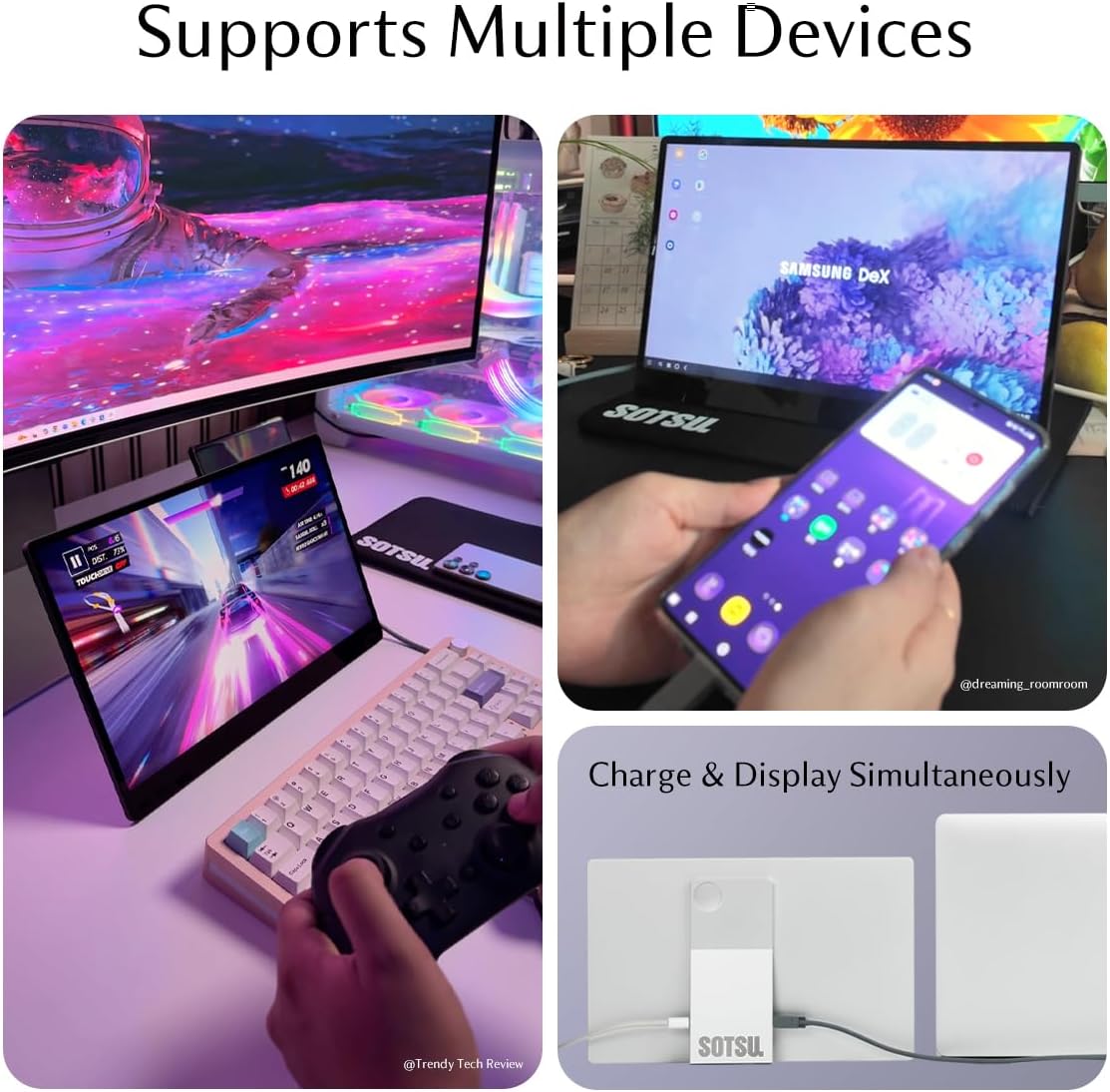 SOTSU FlipAction Go 14" Premium Portable Monitor | Full HD 1080p | 400 Nits | 100% sRGB | Robust yet Lightweight | Pivoting Landscape & Portrait Display | Tempered Glass Cover | USB-C & Mini HDMI | 5W