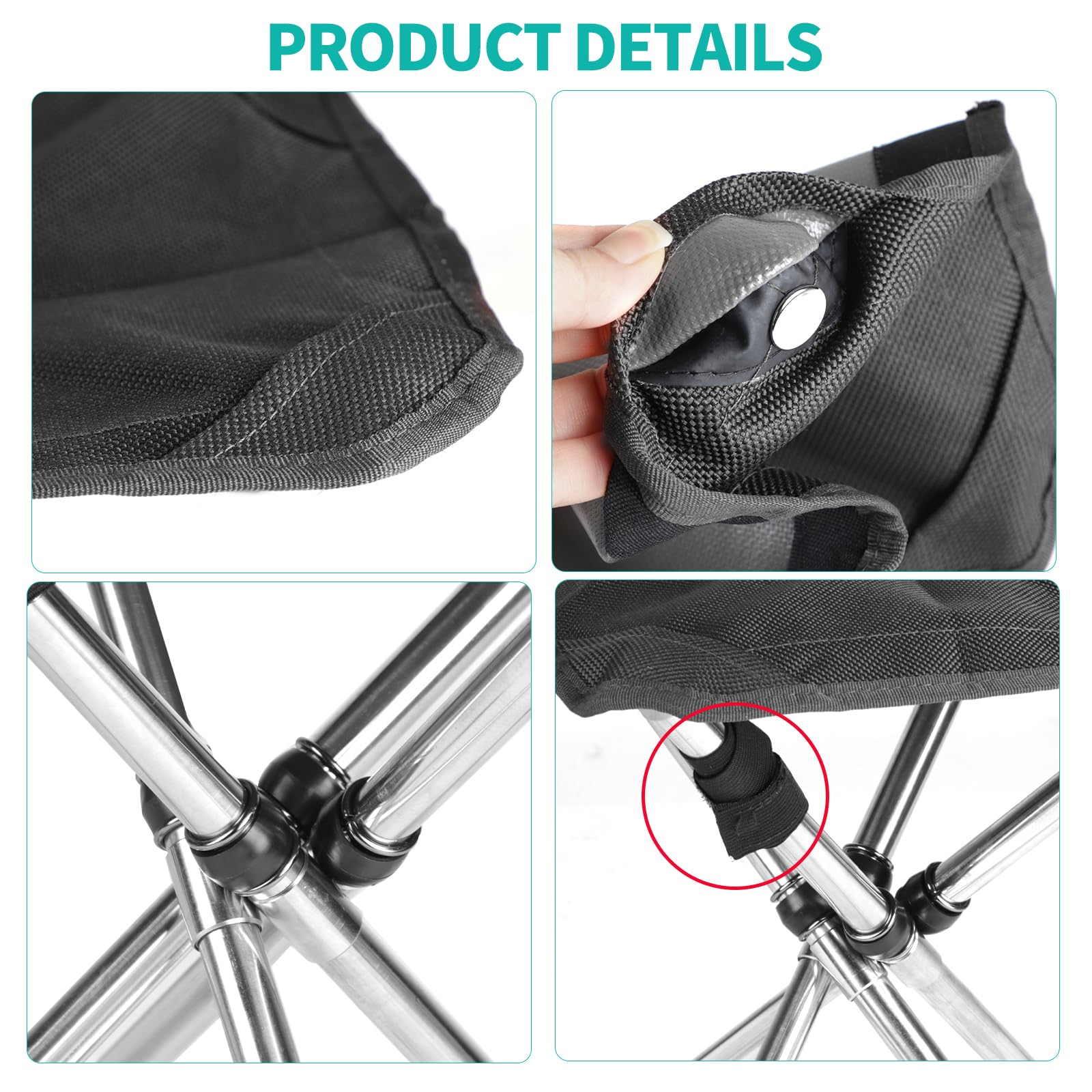 Tabouret Pliant SWAWIS - Portable, Pliable, 85kg Capacity, Noir, Pour Camping Et Pêche
