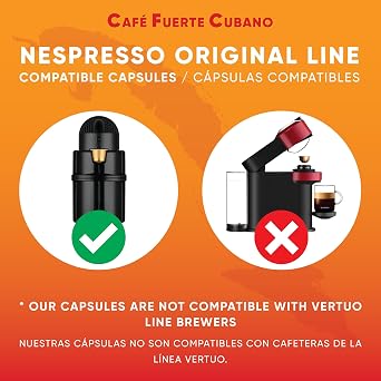 Cafe Fuerte Cubano, Aluminum Espresso Capsules, Compatible with Nespresso Original Machines, Dark Roast, Intensity 13, High Caffeine, Recyclable Coffee Pods, Roasted and Packaged in USA (40 Count)