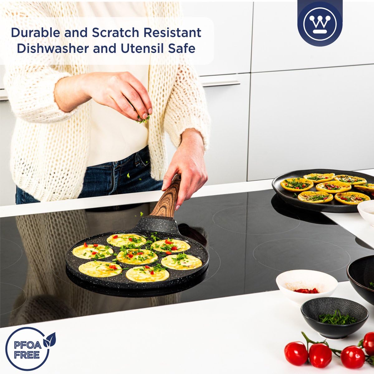 Westinghouse Padella Pancake Antiaderente - 26cm Pentola per Pancakes Induzione - Piastra Pancake - Senza PFOA - Marmo Nero Edizione Speciale