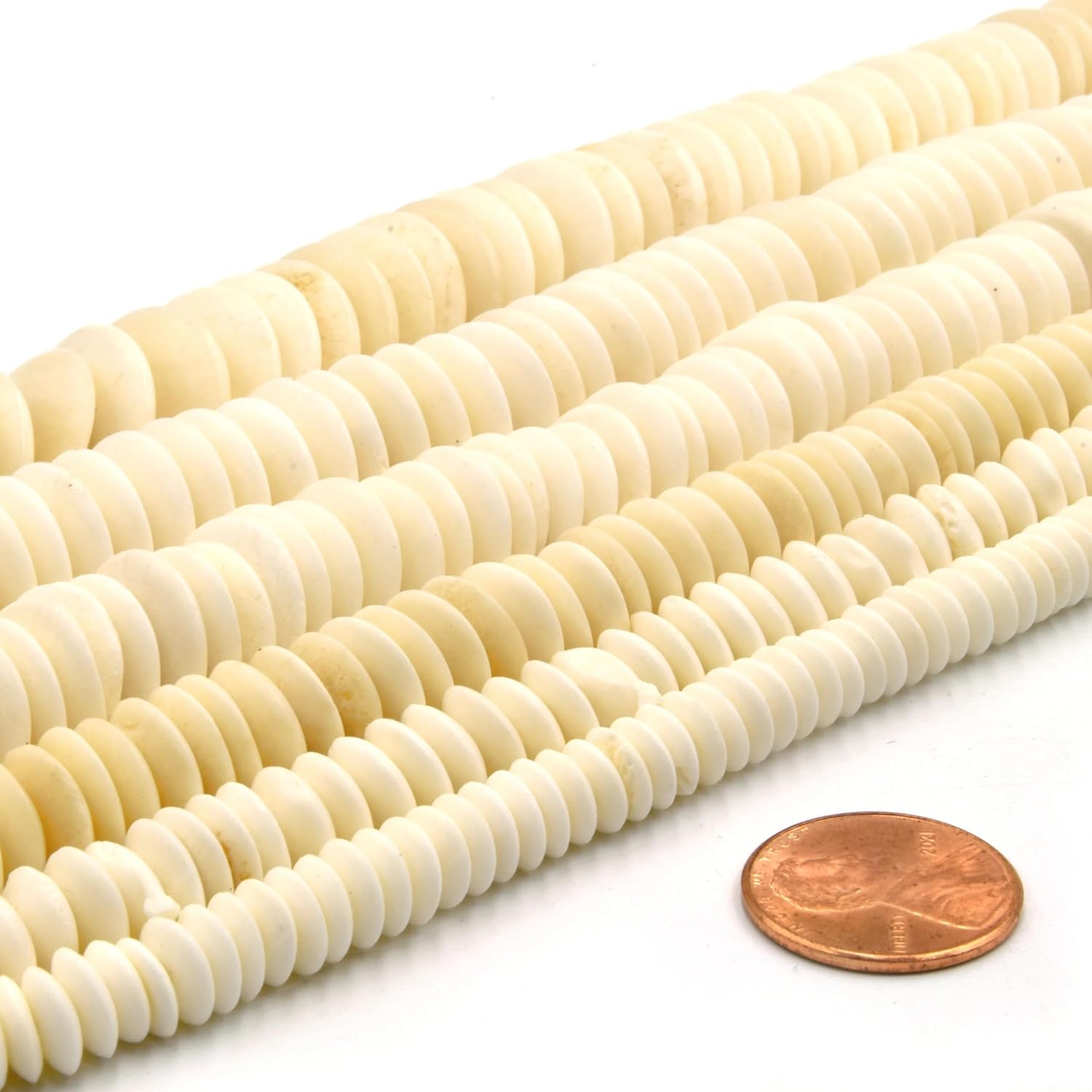 Bone Beads | Ox Bone Flattened Saucer Disc Beads | Bone Beads White 25mm