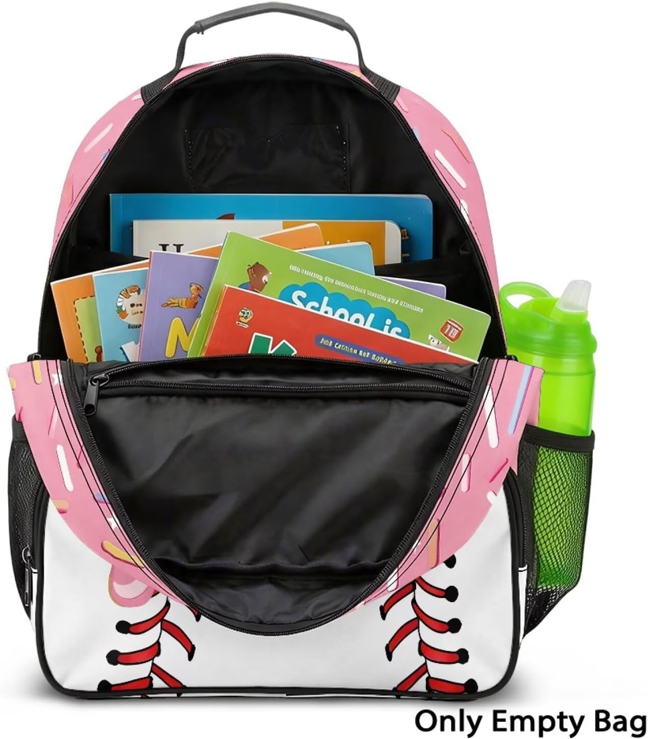 Baseball Donut Toddler Backpack for Preschool Smooth Zippers & Easy-Clean Polyester. Front Pocket for Snacks/Crayons, Side Mesh for Water Bottles. Daycare Essential image 5