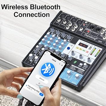 Professional Audio Mixer Sound Board Console 8-Channel DJ Controller Sound Mixer w/ 8-DSP EFFECT, USB Recording Interface, Bluetooth, 48V Phantom Power, Ideal For Live Streaming Depusheng MX8