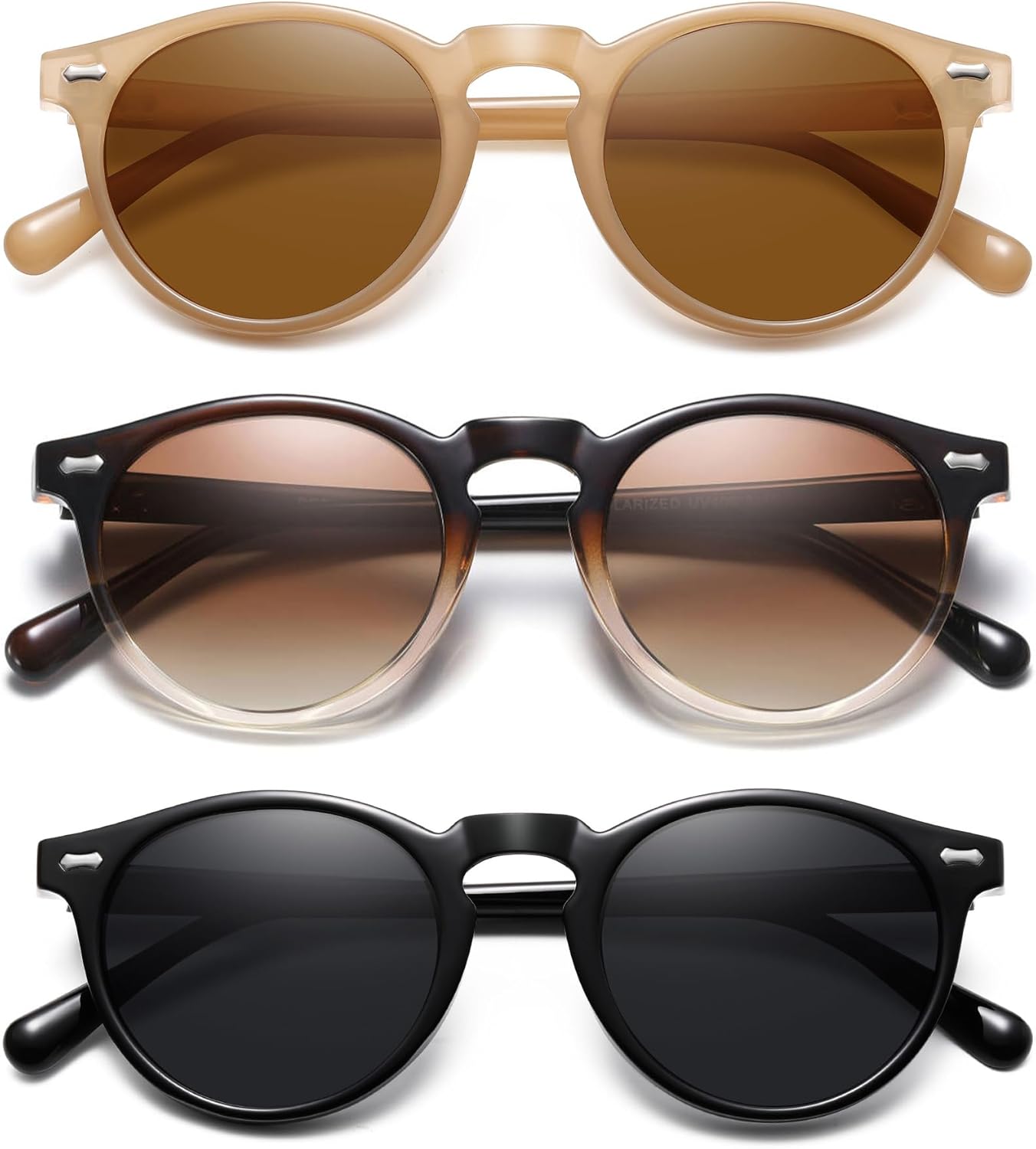 Retro Small Round Polarized Sunglasses for Women Vintage Style Circle Sun Glasses UV Protection