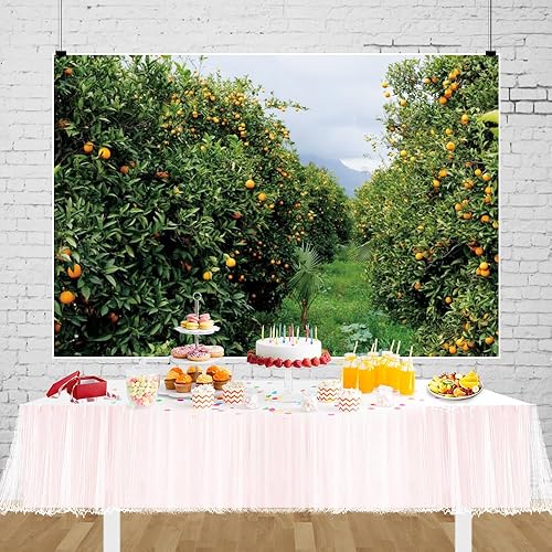 Miniatura 5 de Telón de fondo para fotografía de huerto naranja de 10 x 8 pies, árbol frutal, jardín, paisaje, fotografía, huerto, granja, campo, paisaje natural,