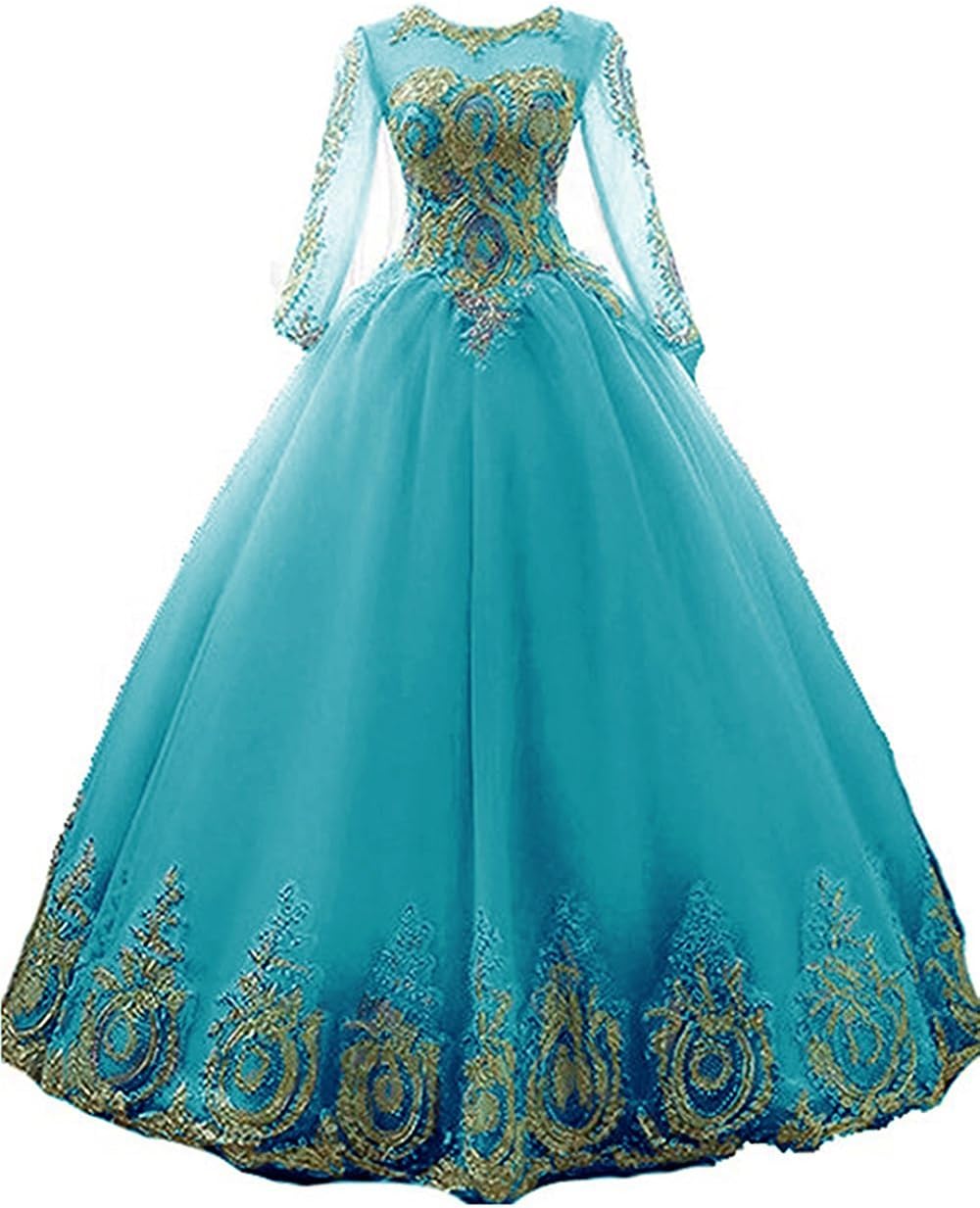 Vestido de gala inmagicdress para mujer de encaje dorado con estampado de  apliques