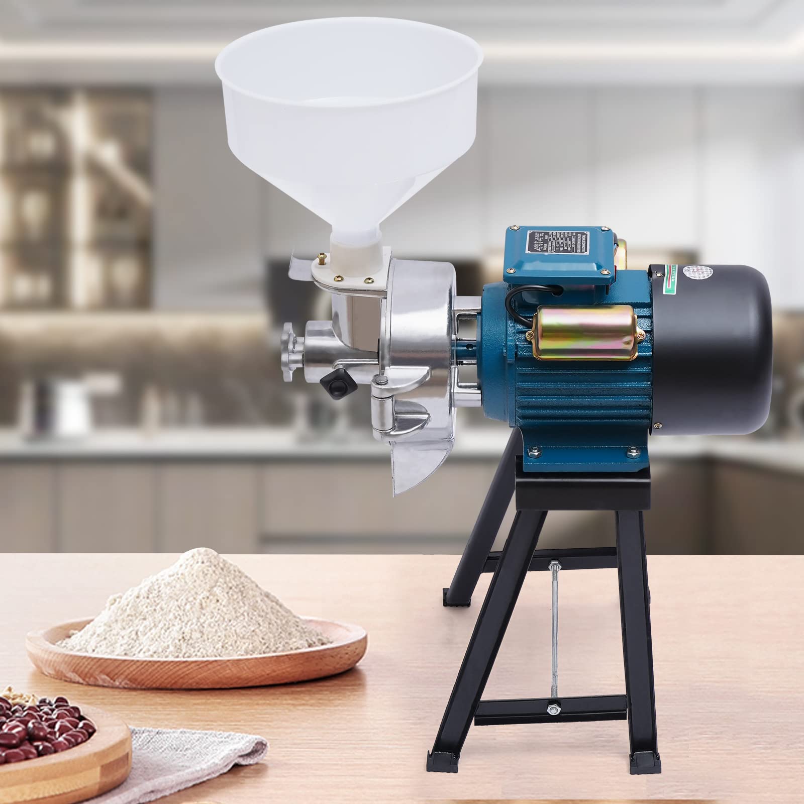 Molinillo eléctrico de cereales y granos de maíz y sorgo con embudo multifunción para piensos en polvo molienda seca y húmeda