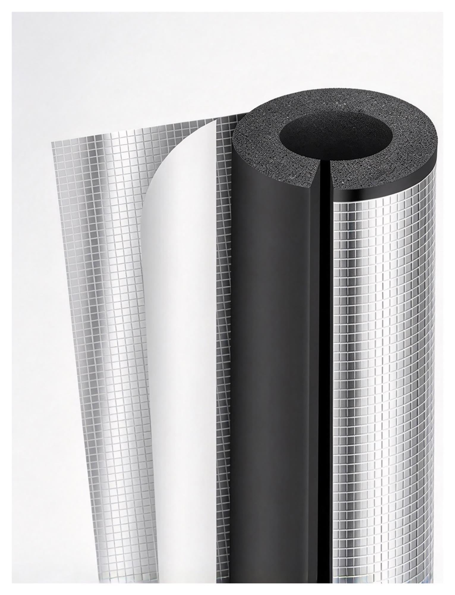Gaine Isolante Aluminium pour Tuyau, Mousse Autocollante, 95 et 100 cm