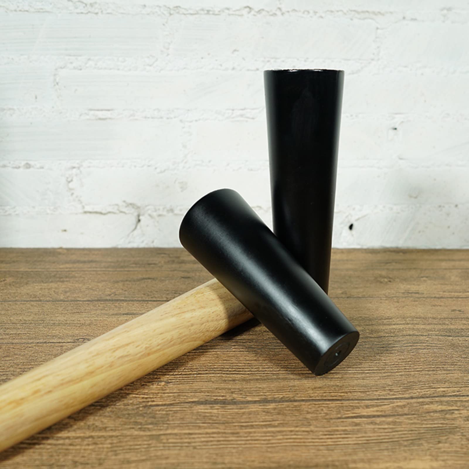 Juego de 4 Patas de sofá cónicas de Madera Maciza, Patas Modernas de Repuesto de Madera Negra, con Placas de Montaje, Almohadillas Protectoras de Fieltro, Tornillos, para gabinete de sofá de
