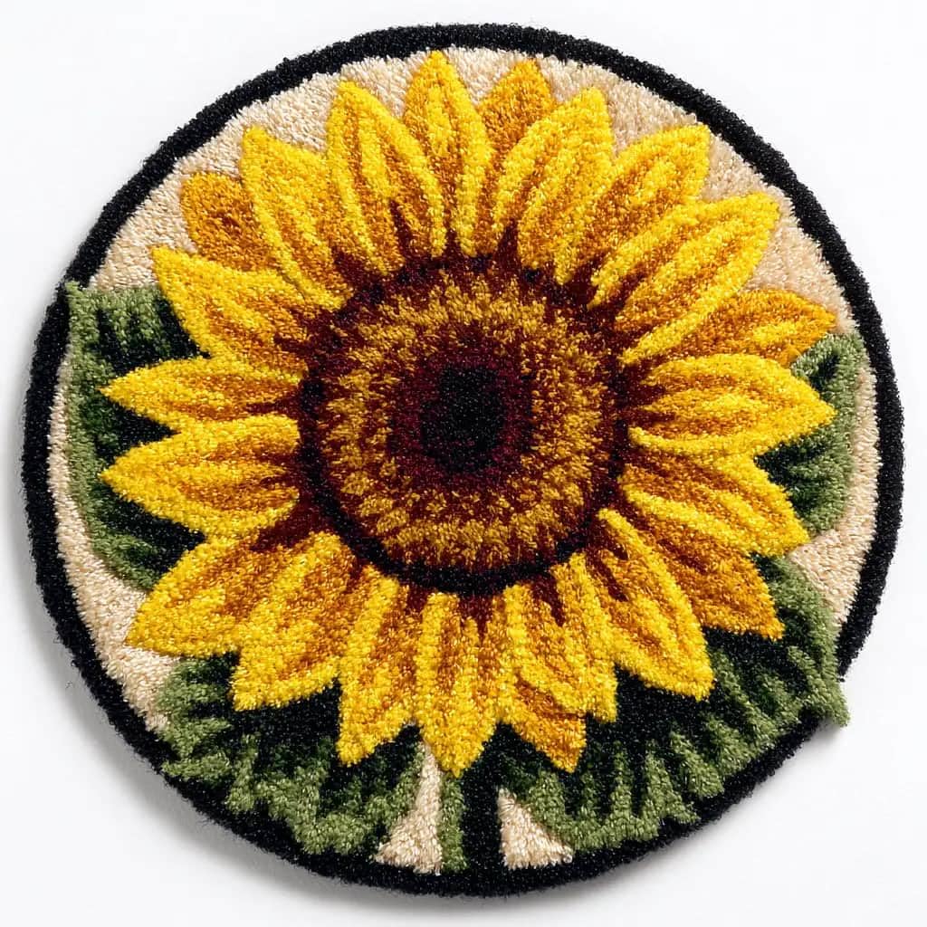 Kitquiver Latch Hook Rug Kit,Sunflower 50X 50Cm