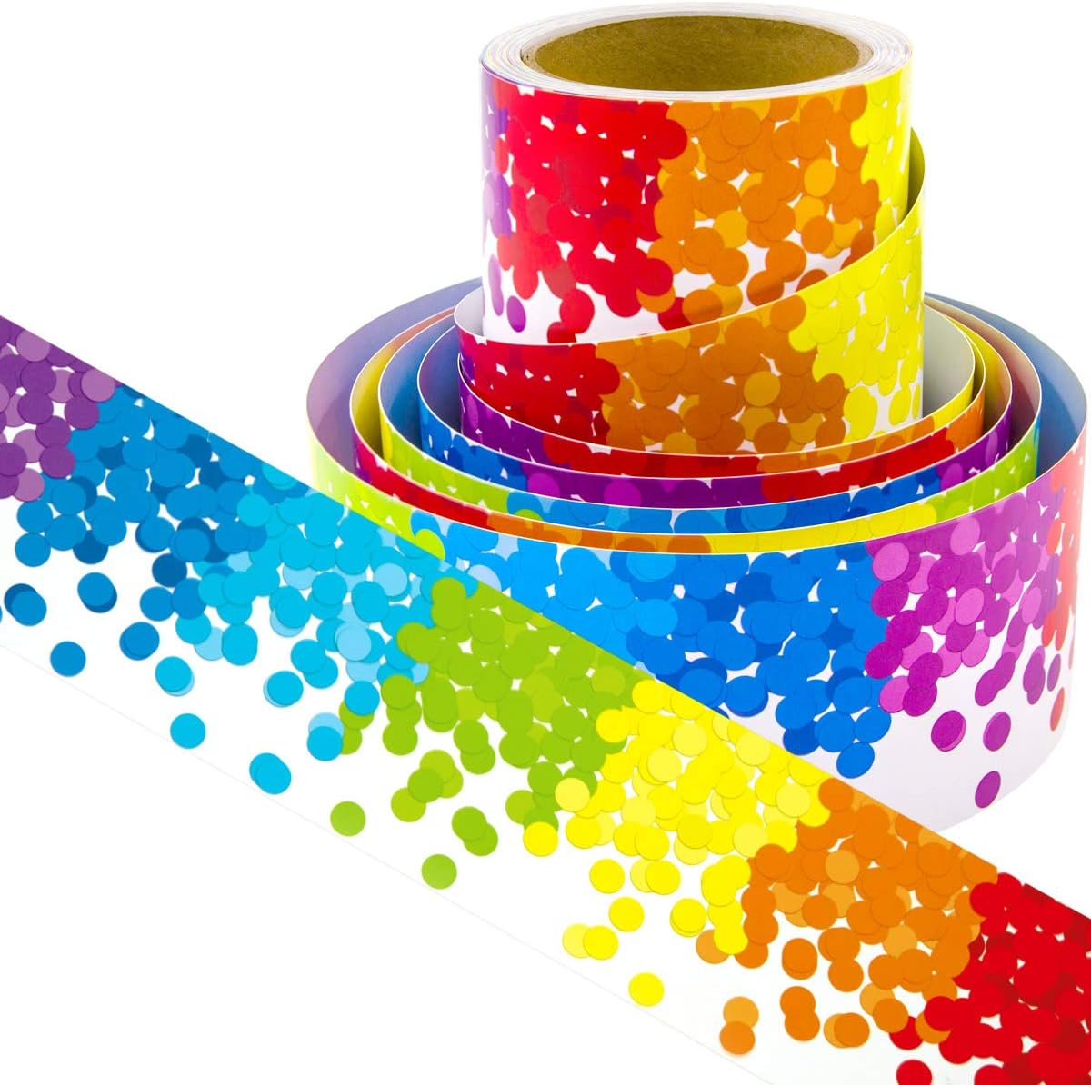 Bulletin Board Borders Rainbow Confetti Straight Border
