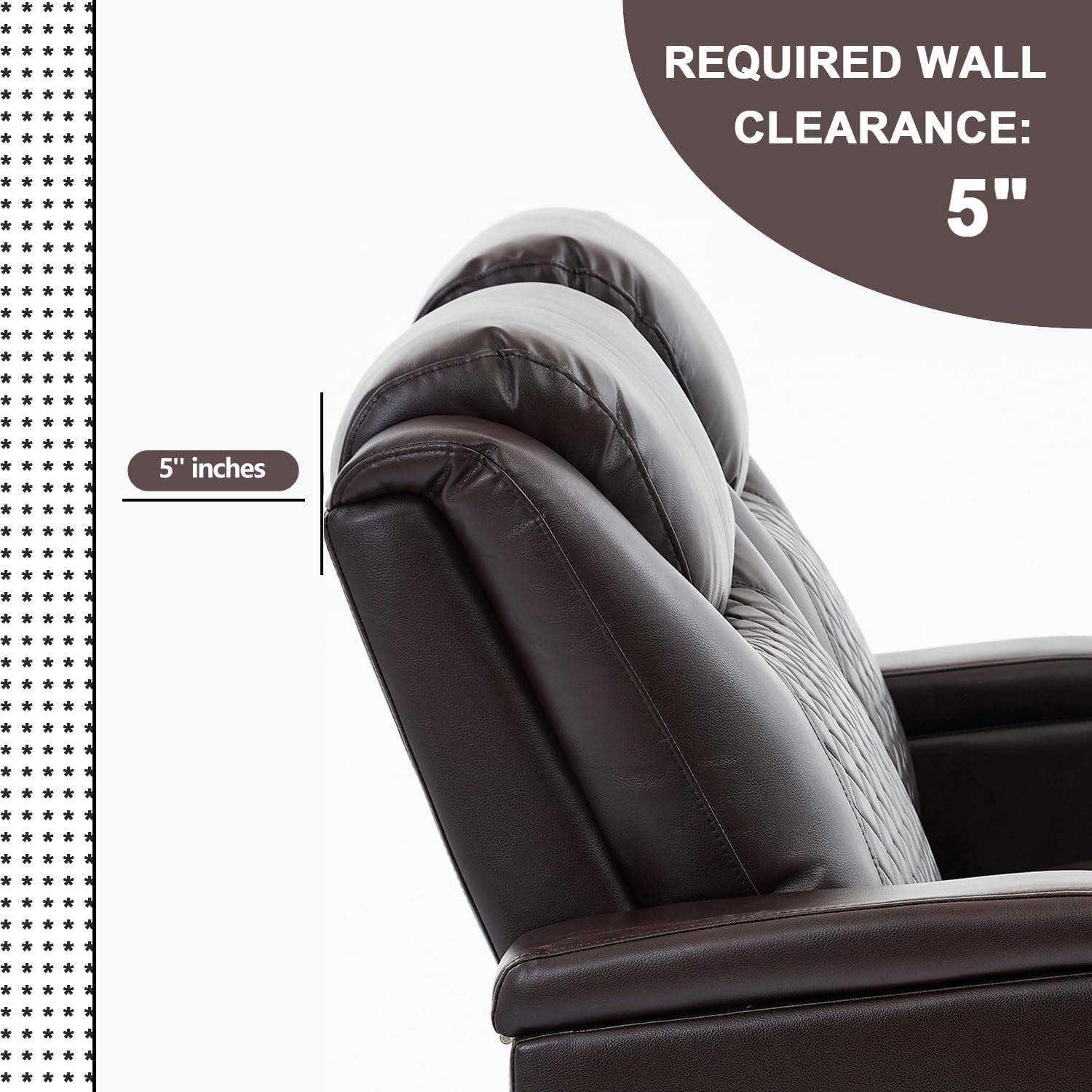 Recliner Loveseat Sofa, PU Leather Recliner Couch with Cup Holders and 2 Pillows, 135° Reclining Chair & Wall Hugger Recliners for Living Room, Home Theater, RV, (Brown)