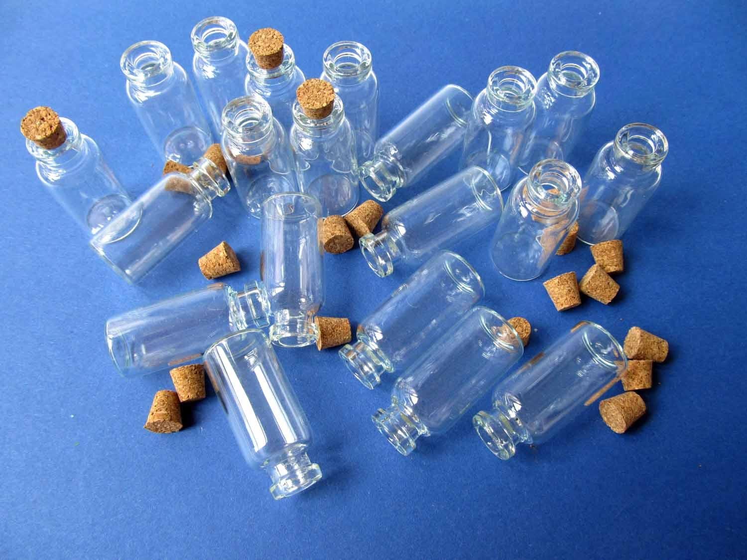 Miniblings 20X Mini Bottles Corks Storage Jar Glass Mini 40mm Doll House Dolls House, Multicolor - Image 4