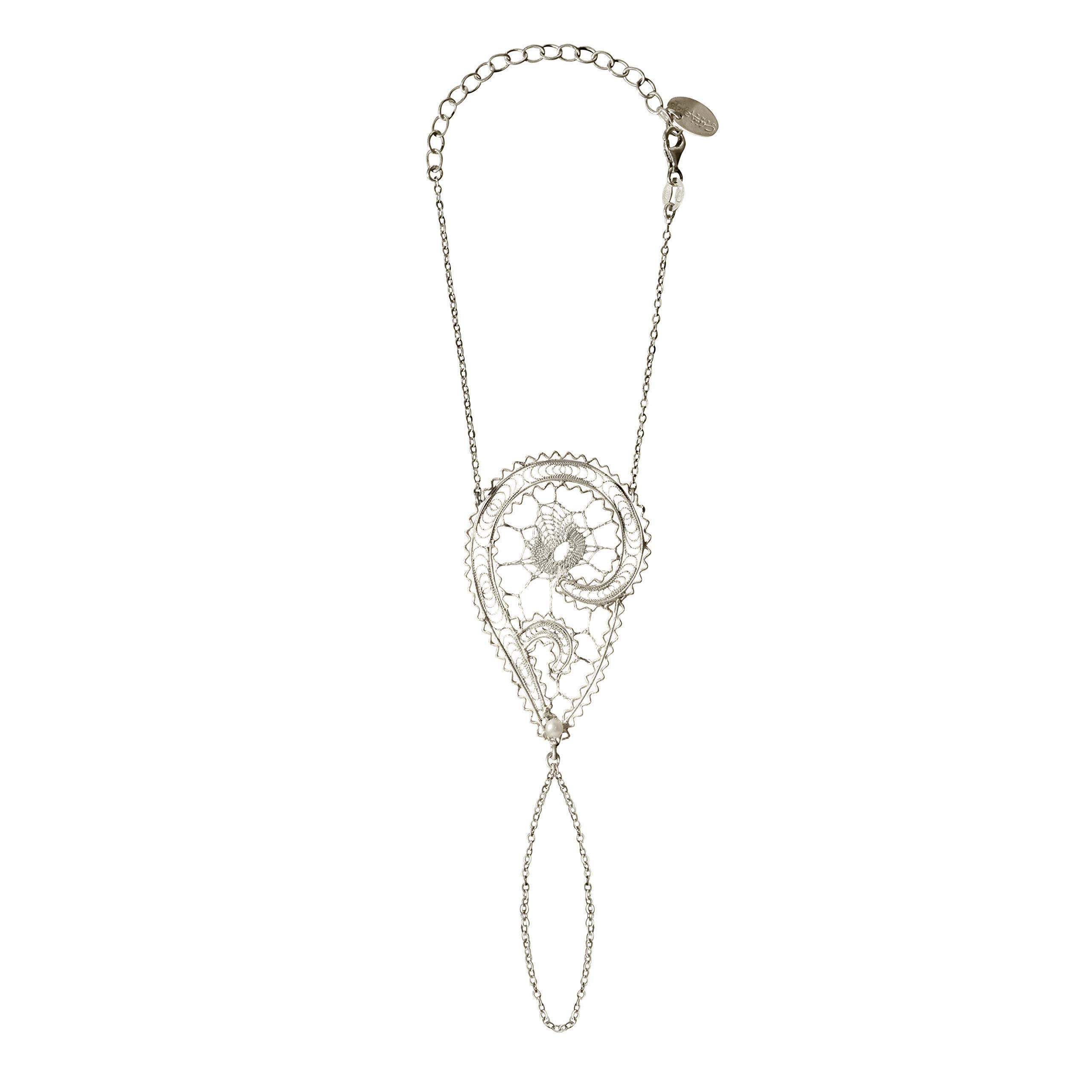 Bracciale Baciamano da Polso Regolabile Fatto a Mano in Filigrana d'Argento - Catenella in Argento Sterling 925 Bracciale ad Anello - Gioielli Quotidiani per Donne e Ragazze Adolescenti