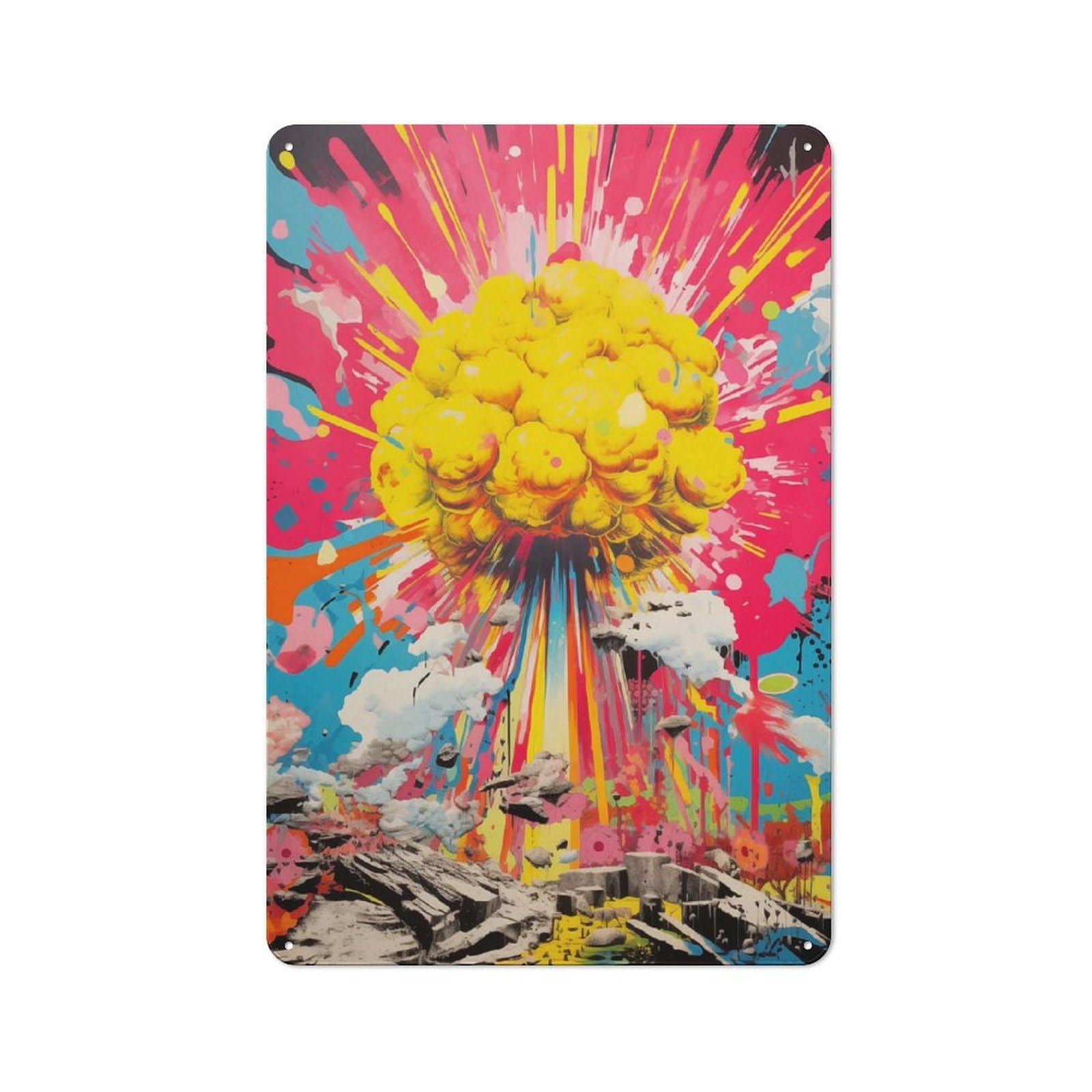 Rustic Nuclear Explosion Country Metal Sign 30x20cm, Cottage Wall Art for Dining Room, Cafe, Entryway Or Family Room