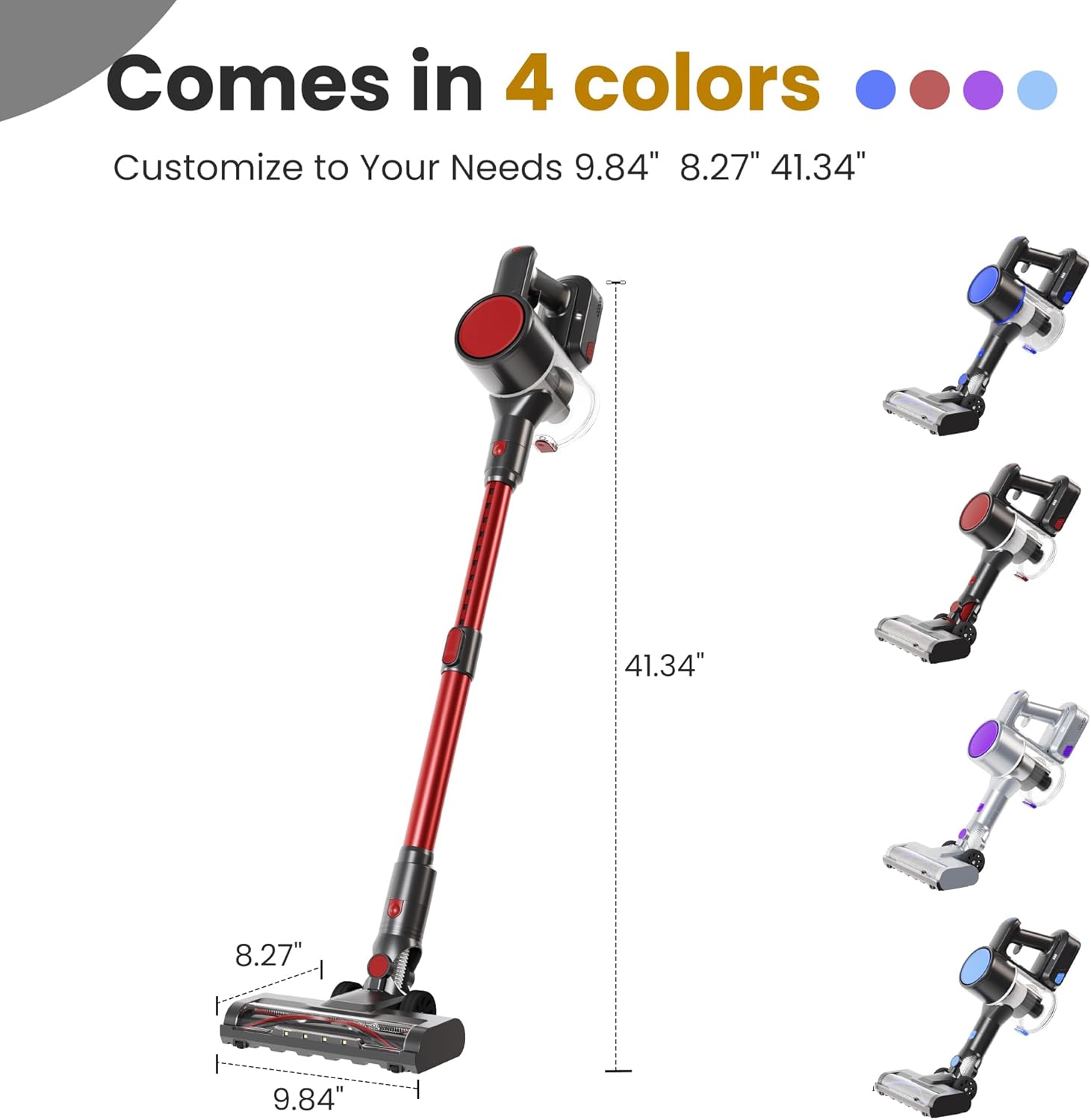 NEWBULIG Cordless Vacuum Cleaner, Powerful Stick Vacuum with Flexible Steering & Extendable Pole,3 Brush Heads, 35Mins Runtime, Lightweight Wireless for Hardwood Floors & Carpet, Pet Hair, Wall Mount