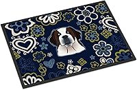 Vista 82 de Caroline's Treasures BB1449JMAT - Tapete de bienvenida de carlino negro, 24 x 36 pulgadas, tapete azul para puerta delantera, para interiores
