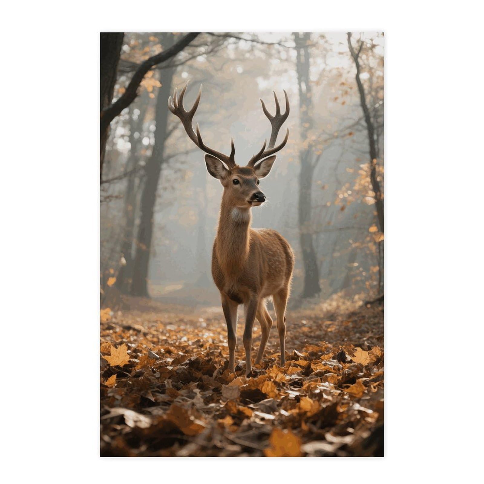 Poster mural autocollant motif cerf rustique | Papier amovible de décoration chambre