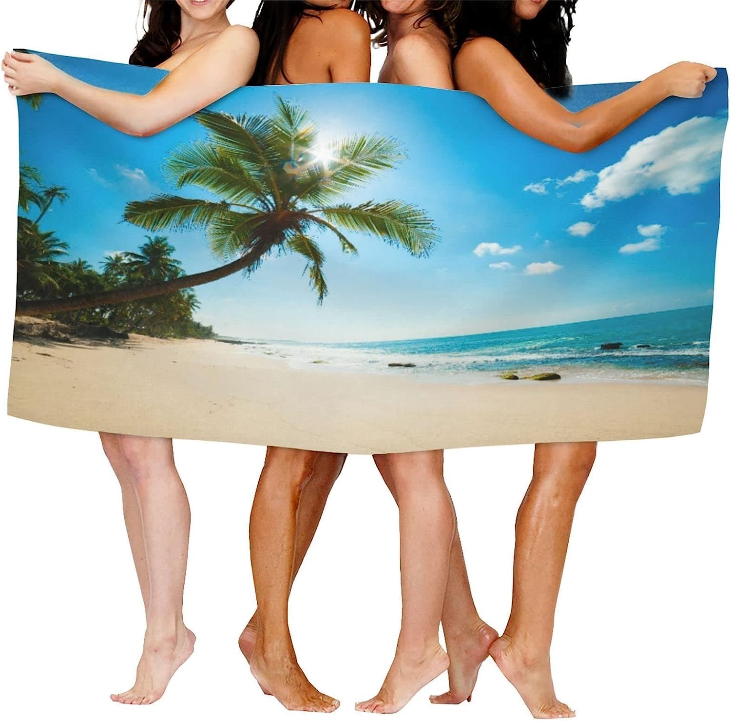 Serviette de Plage 200x200 Femme Homme Enfant, Drap de Plage XXL Serviette Plage Anti Sable à Séchage Rapide Grande Serviette Plage Cocotier, pour Bain, Piscine, Camping Plantes Tropicales B167