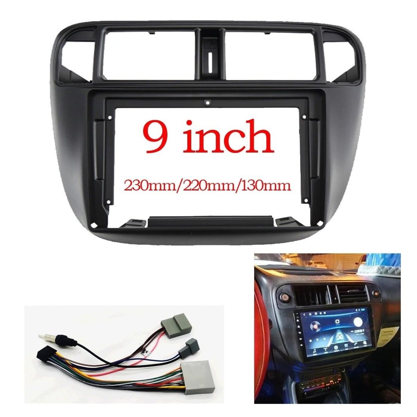 Radio Faszienmontageset 9 Zoll Auto Fascia Radio Panel Dash Kit Installieren Adapter Facia Konsole Lünette Platte Trim Abdeckung Für Civic (EJ/EK/EM) 1995-2001