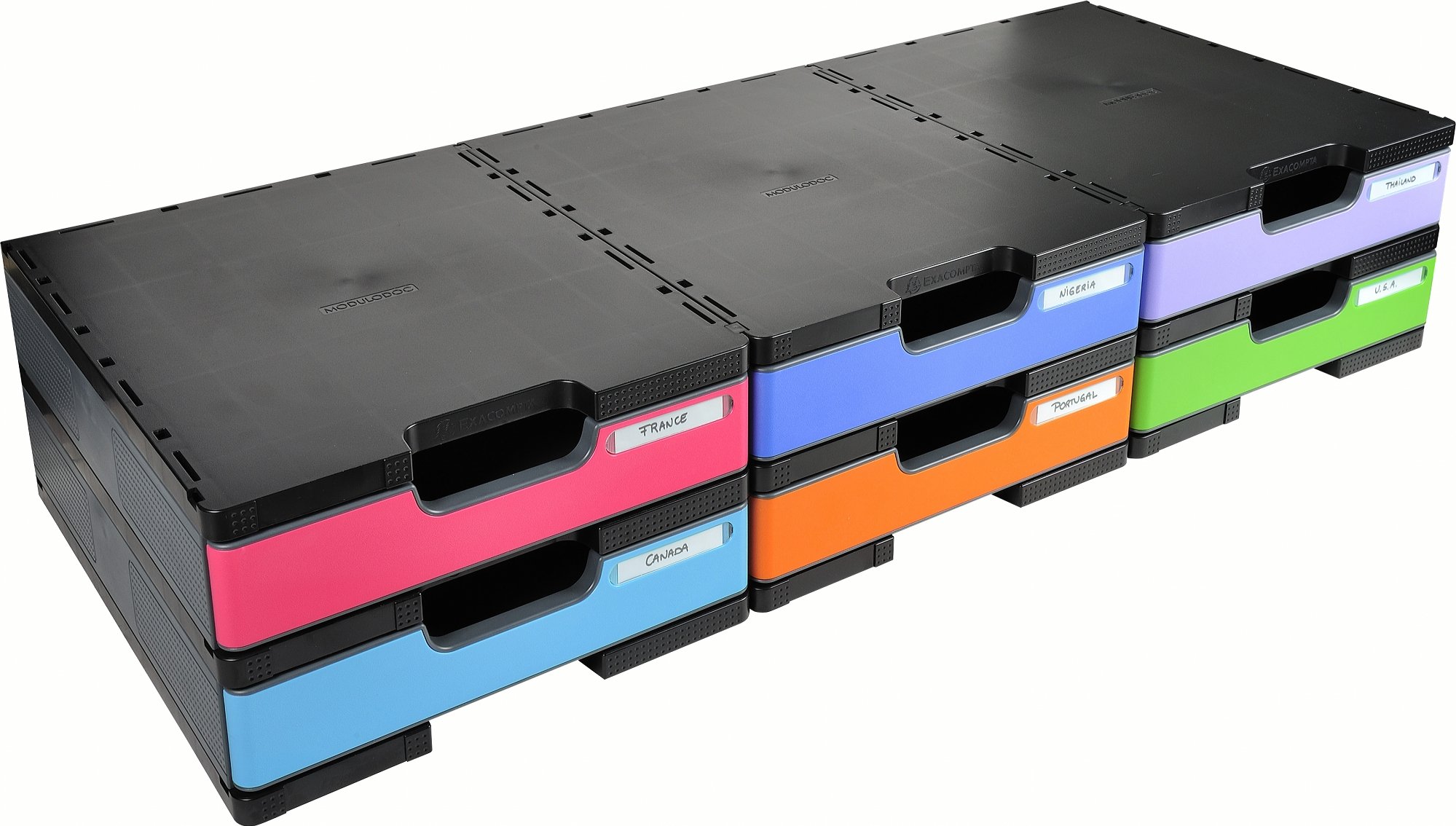 Exacompta - Réf. 340714D - MODULODOC - Système de classement modulaire pour documents A4+, modules à cases de hauteur normale 5,6 cm - Dimensions : 36,3 x 30,5 x 10,5 cm - coloris noir/gris foncé