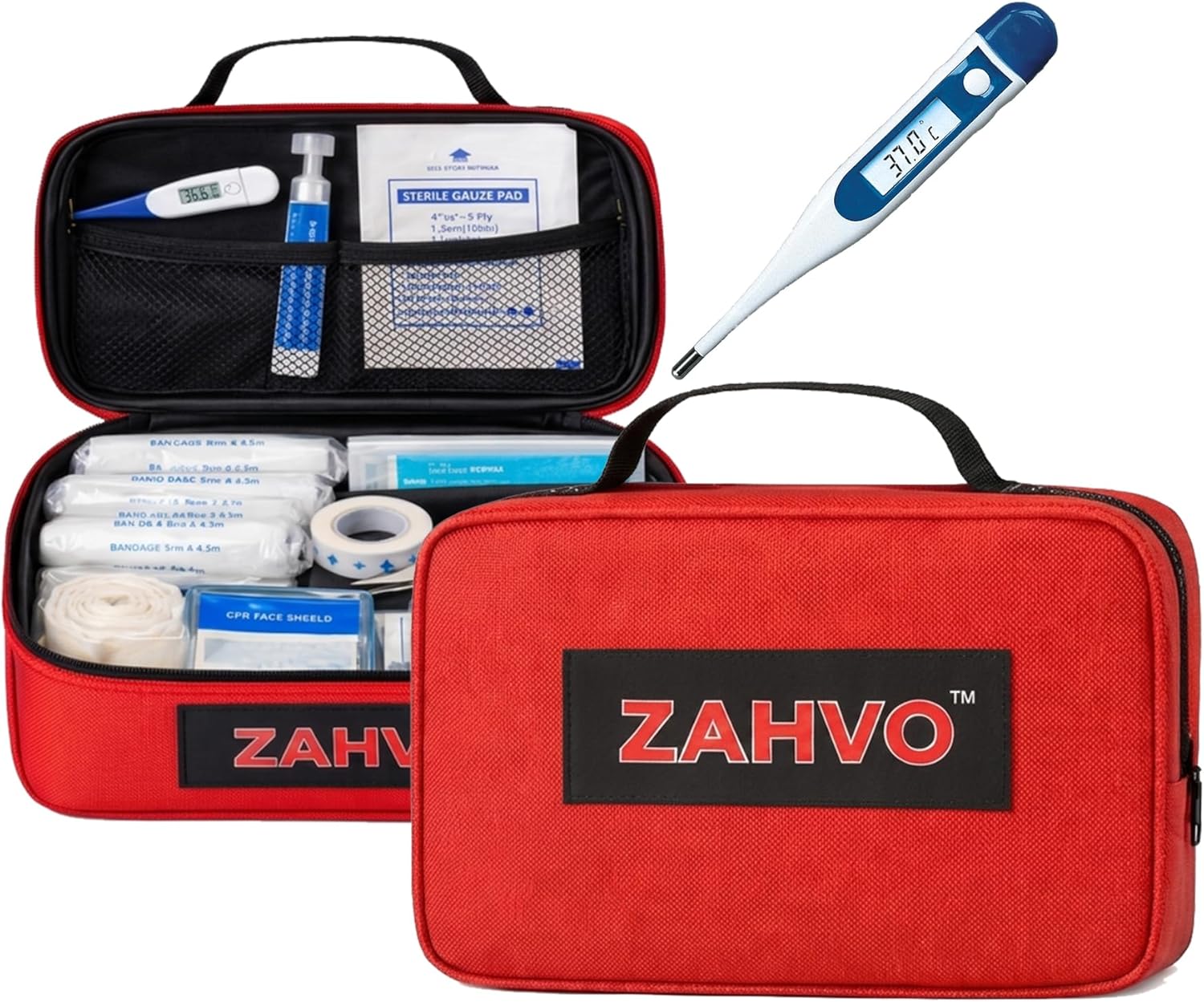Pet First Aid Kit for Dogs & Cats – 90+ Emergency Supplies | Tick Remover, Thermometer, Muzzle, Slip Leash, Collapsible Bowl & First Aid Manual | Home, Car, Camping & Travel