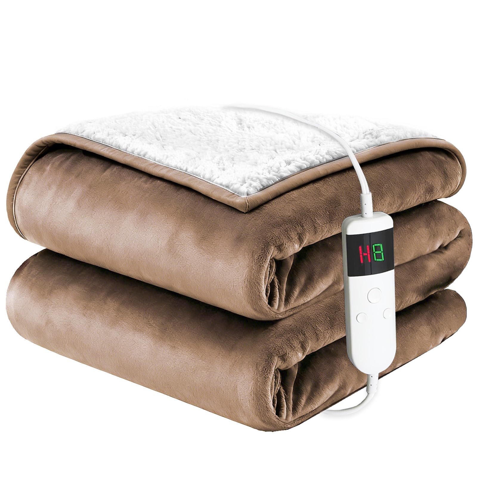 Qieryun Heizdecke Mit Abschaltautomatik, 130x180CM, 10 Heizstufen 8 Stunden Auto-Off-Timer Überhitzungsschutz, Wärme Decke Flanell Maschinenwaschbar, Beheizbare Decke Für Zuhause & Büro