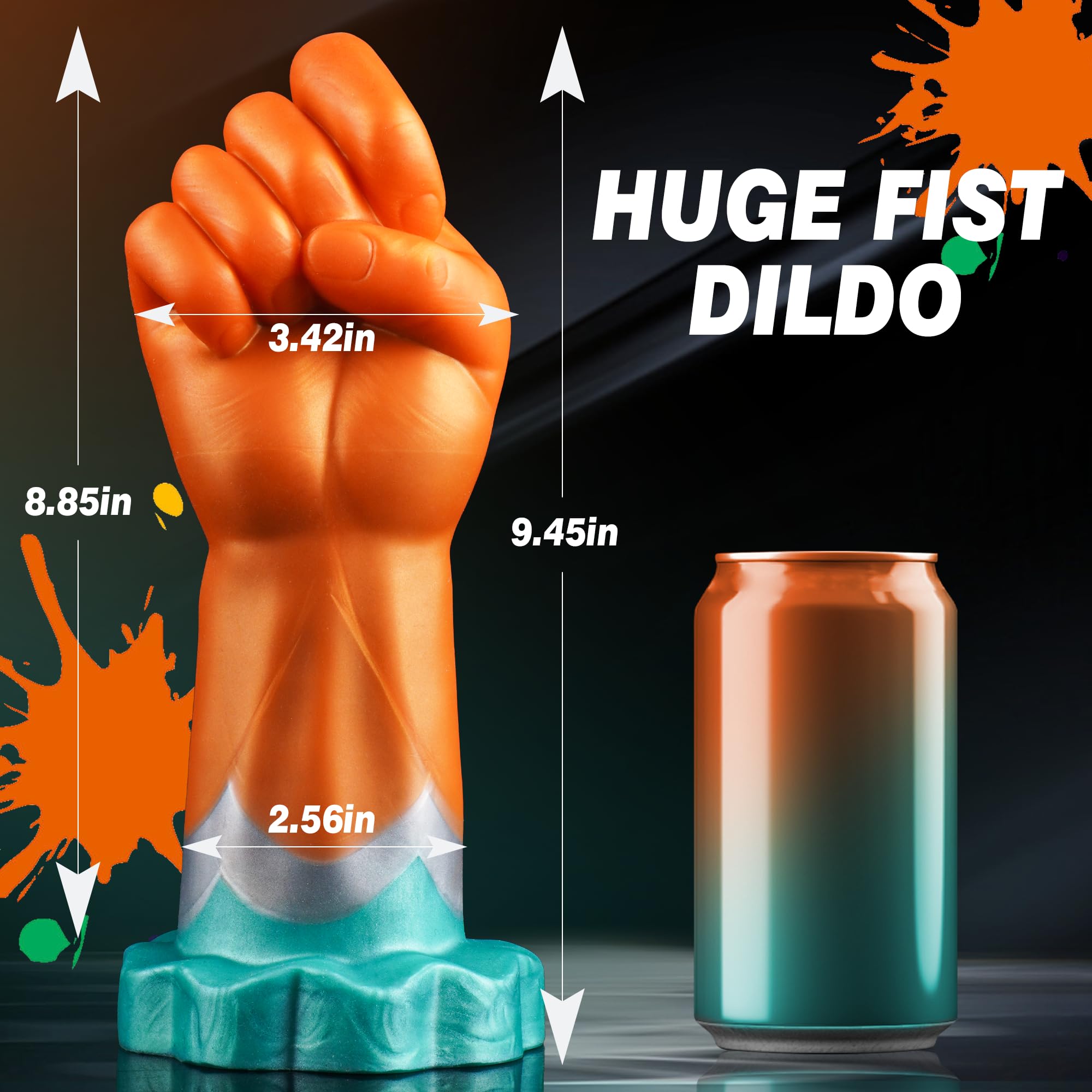 3.42" Diameter Fist Dildo with 10 Vibration Settings – Monster Anal Vibrator Huge Hand Dildo for Size Kings & Prostate Play Fans, Thick Anal Dildo Sex Toys for Men Gay Women