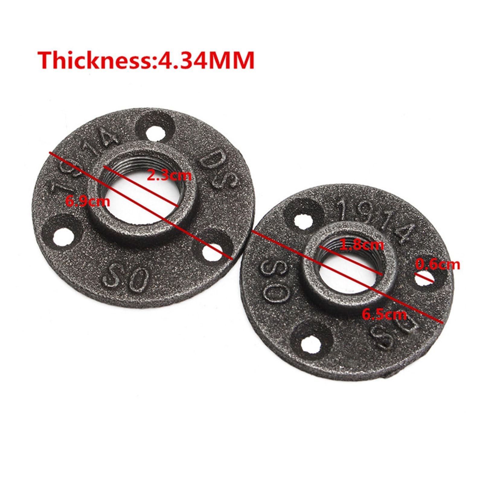 Brida negra for suelo y pared de hierro maleable, 10 Uds., rosca BSP de 1/2 a 1 pulgada(DN20)