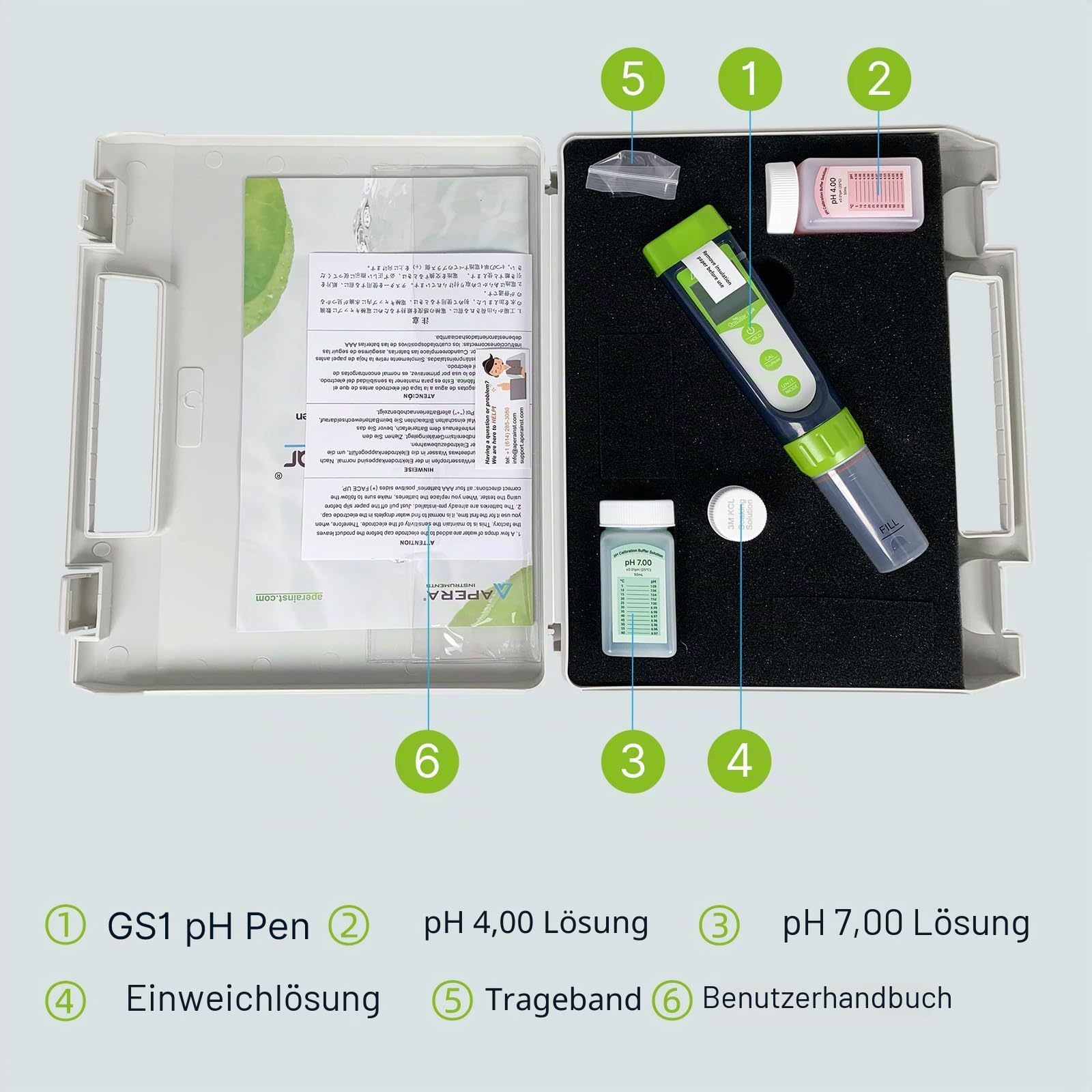 Apera GroStar GS1 pH-Taschenmessgerät-Set (Gen II) | Für Messungen in Hydrokulturen