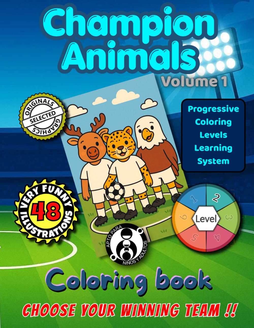 Champion Animals: Volume 1: Soccer-Playing Animals to Color – Level 2
