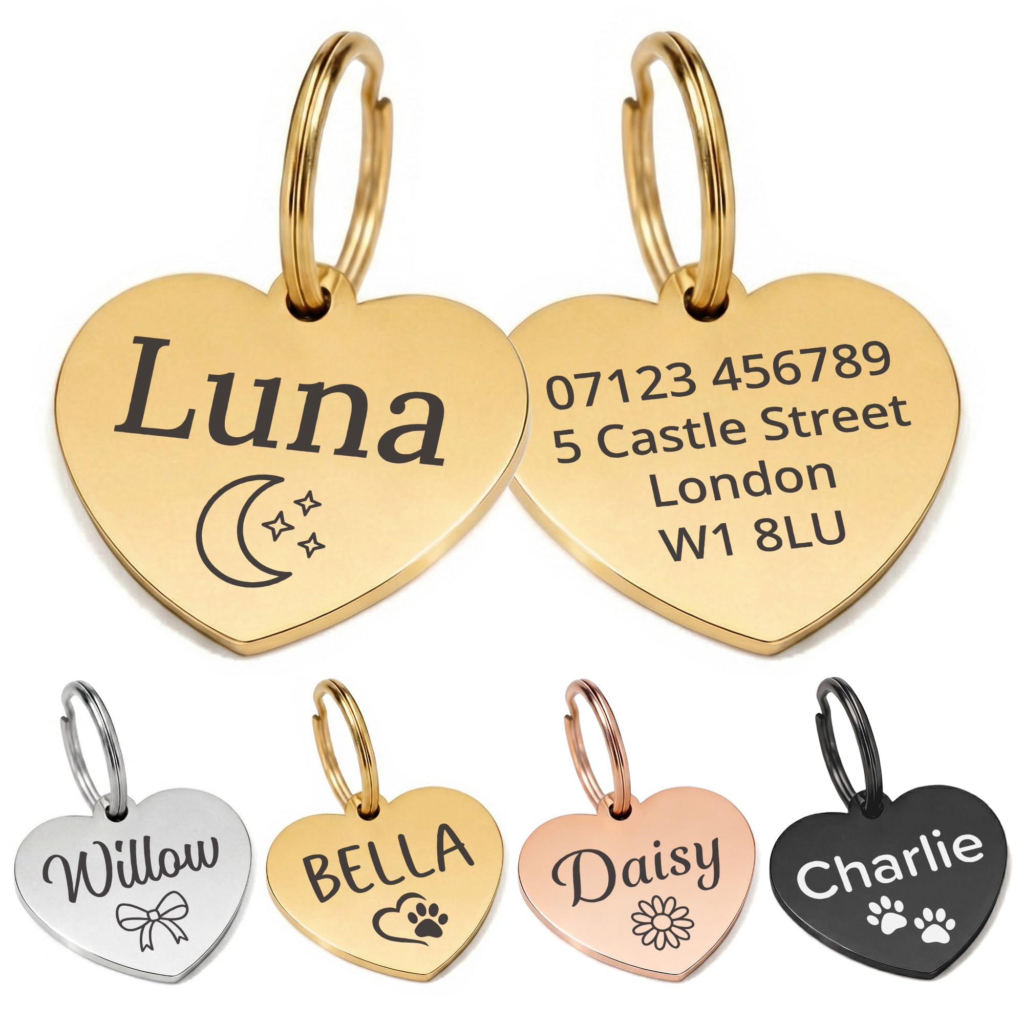 Dog Tags for Pets Engraved UK, ID Tags for Dogs, Personalised Dog Name Tag, Cat Tag, Laser Engraved Stainless Steel Pet Tags for Dogs, Cats, Puppy