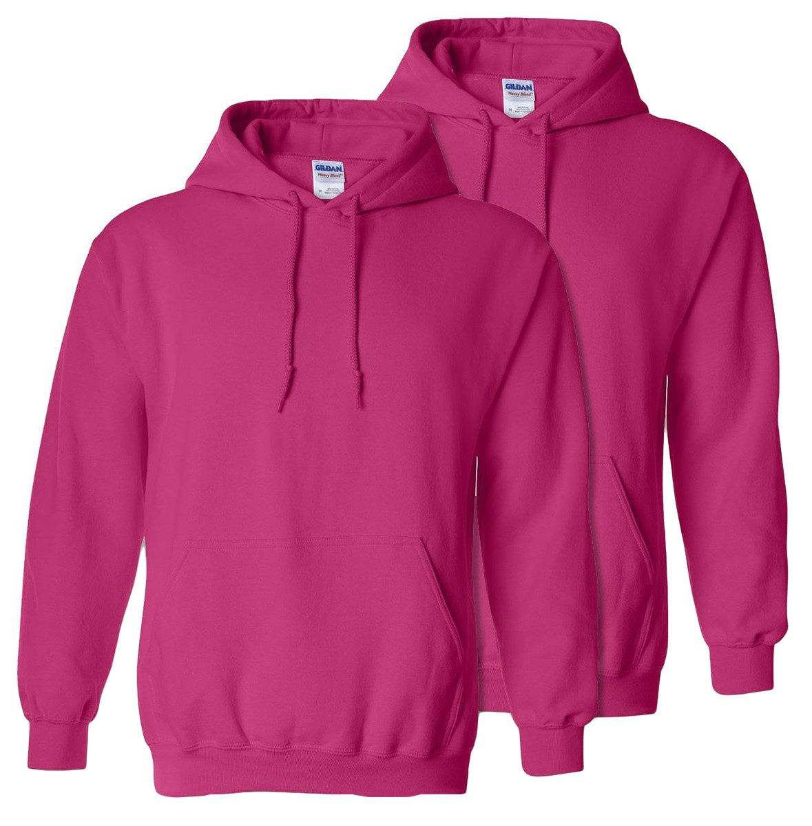 GILDAN G18500 Heavy Blend Adult Unisex Hooded Sweatshirt Hoodies 2XL Heliconia - 2 Pack