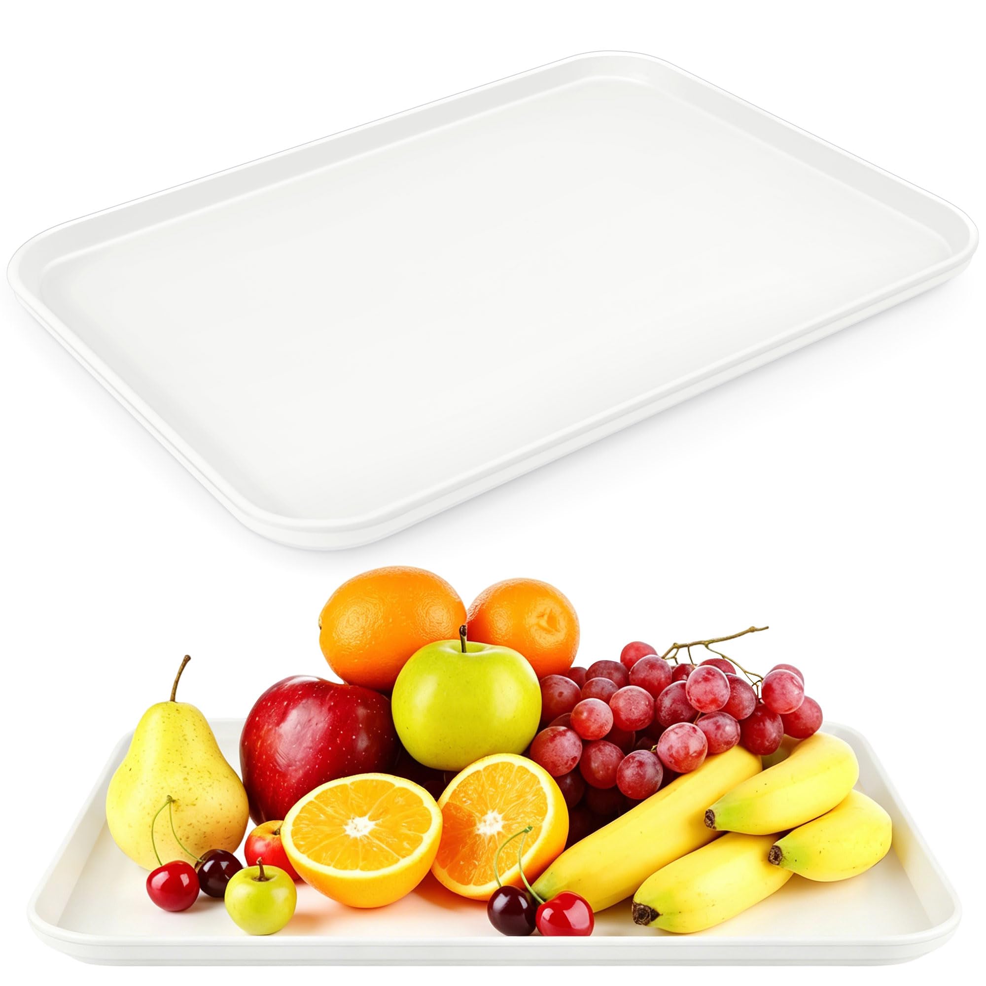 SOSMAR Rectangular Serving Tray, 14.57 x 10.24in Reusable Plastic Tray