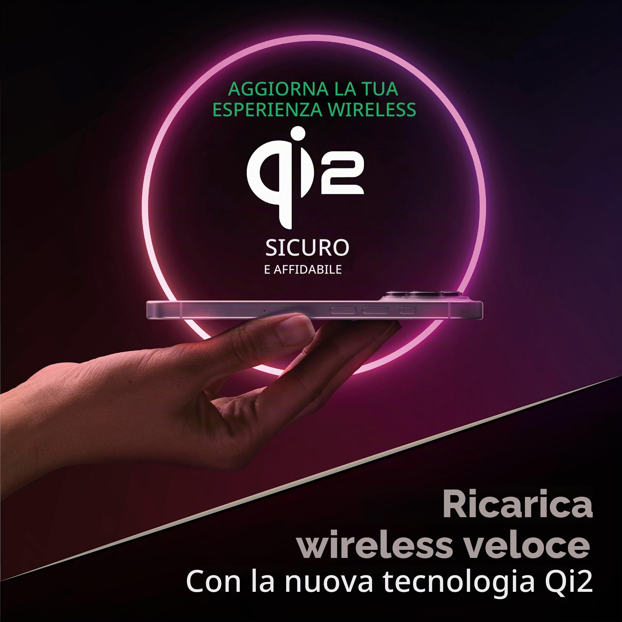 Cellularline Power Bank 10.000 mAh Qi2 15W con Stand Integrato e USB-C 20W – Soft-Touch, Mag Stand - Nero