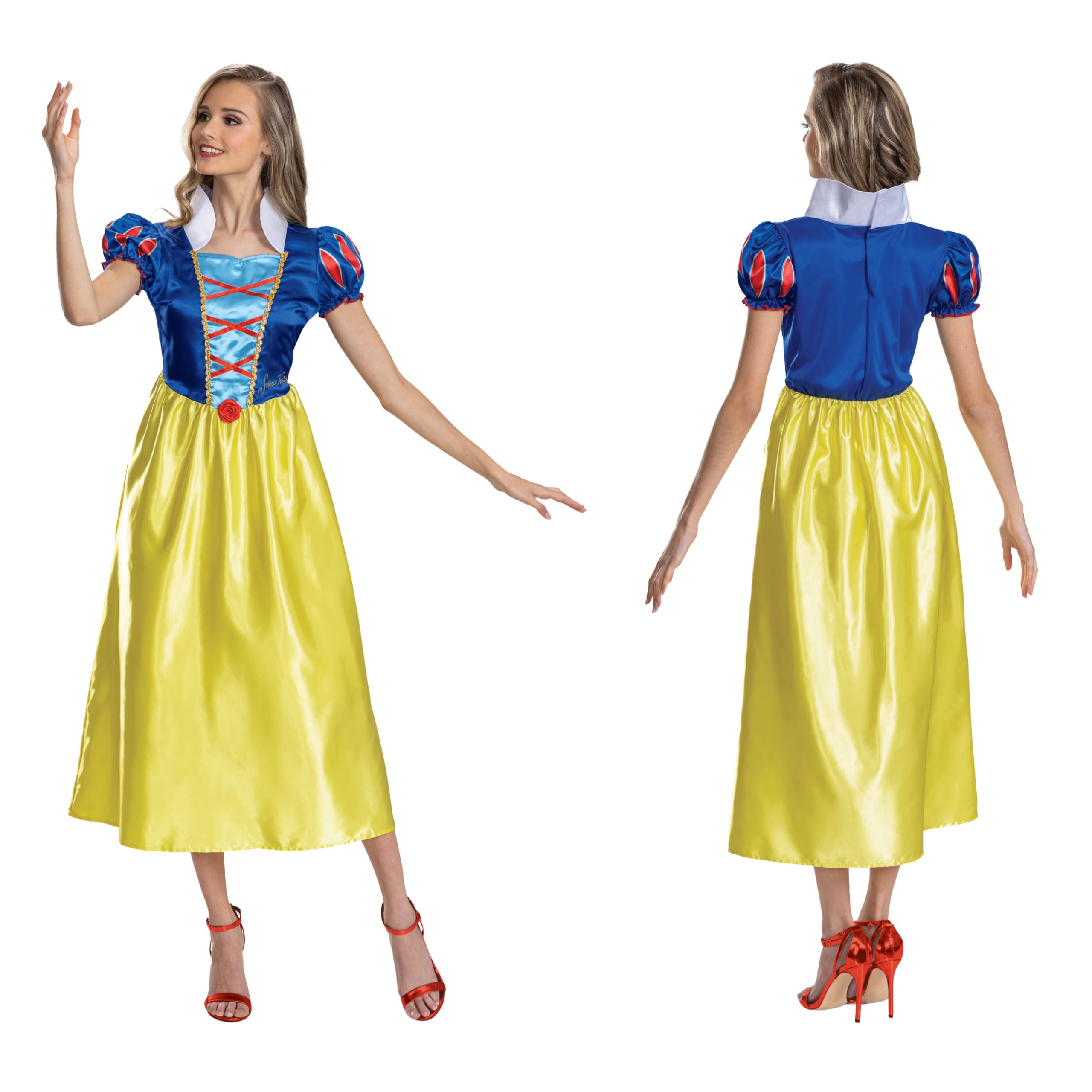Disguise Snow White Costume for Women, Official Disney Princess Licensed Product, Detailed Bodice with Collar and Puff Sleeves, Long Skirt