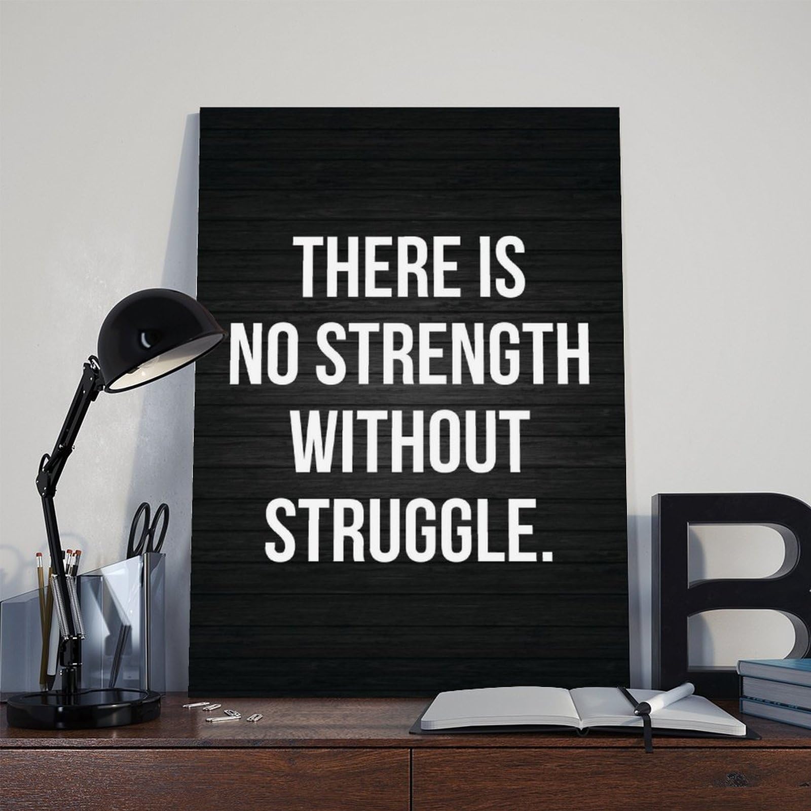 Póster motivacional de fuerza sin lucha, impresión moderna con cita de ejercicio de fitness, arte de pared para gimnasio, hogar, estudio, oficina, decoración de 50 x 75 cm