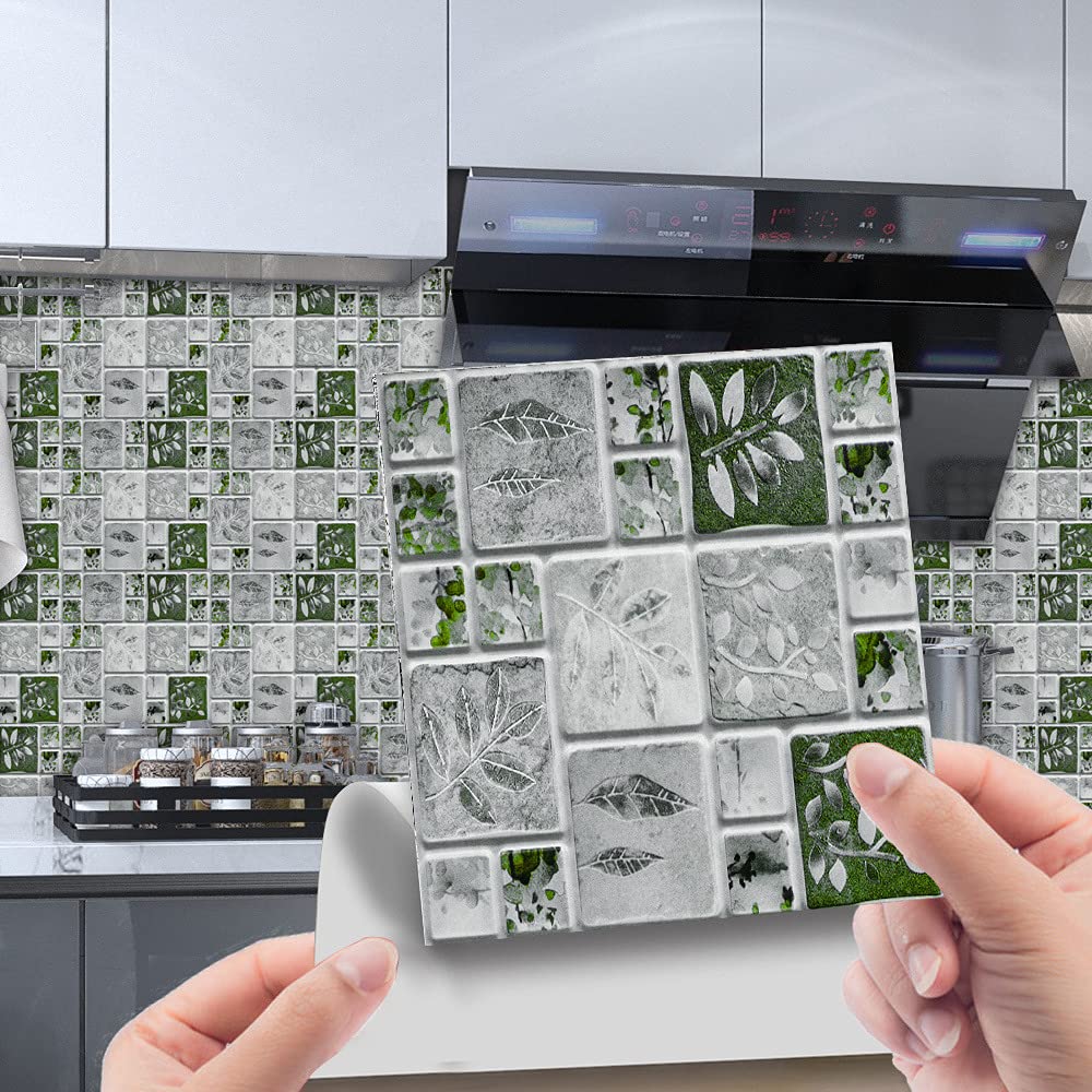 Tile Stickers， Self Adhesive Wall Tiles,Bathroom Backsplash for Kitchen,Floor,DIY Home Decor 10 PC(10 PC(10x10cm))